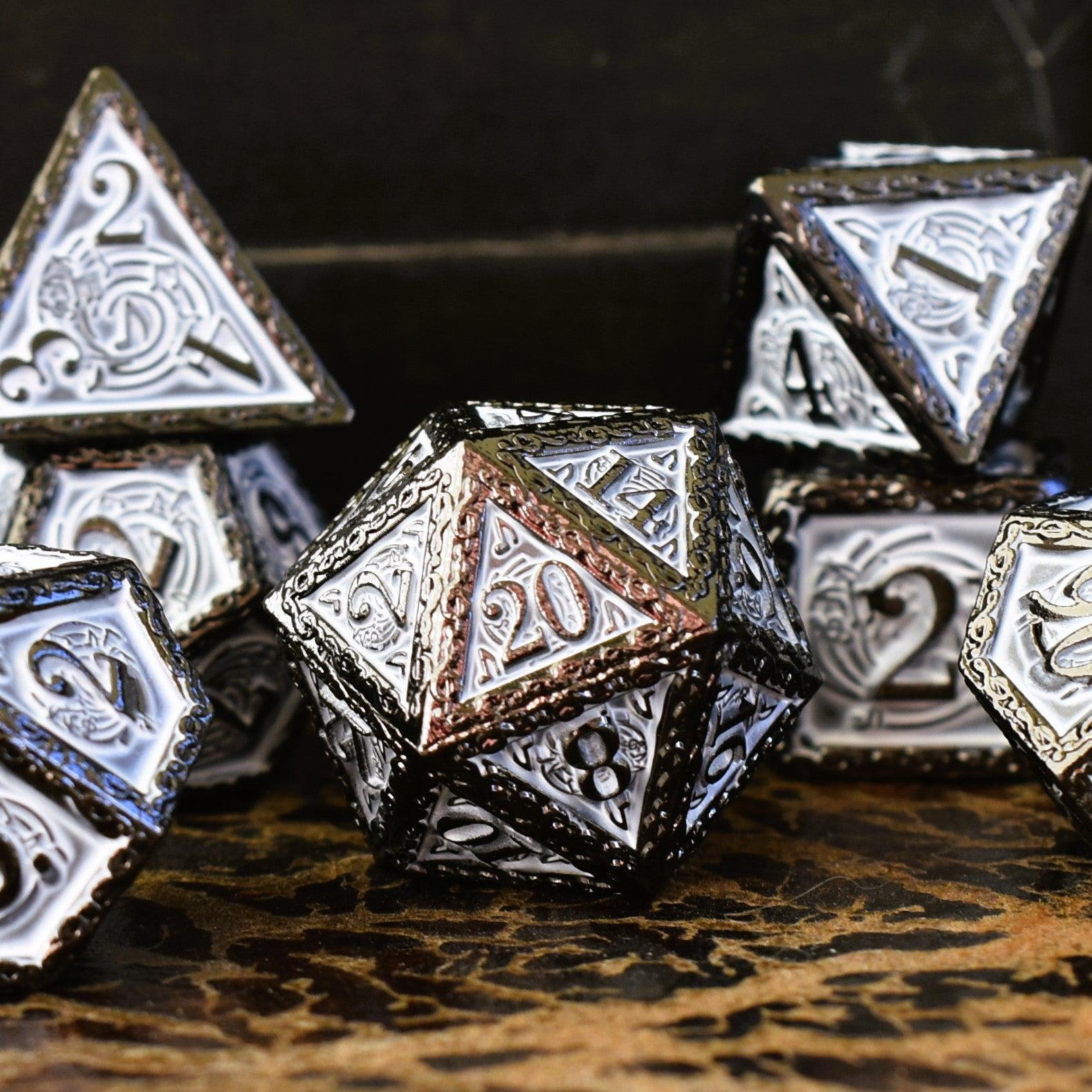 Ballad of the Bard Black and White Metal Dice Set