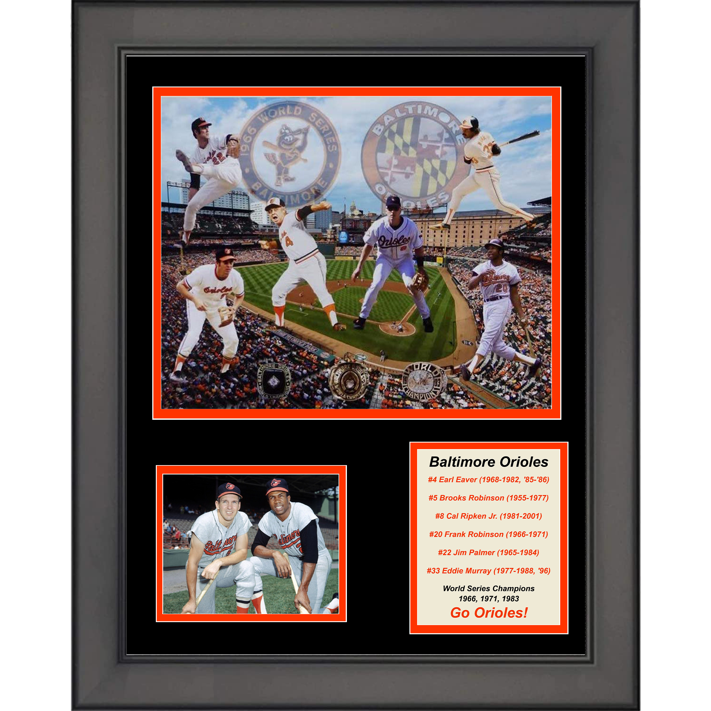 Framed Baltimore Orioles All-Time Greats Legends 11"x14" Baseball Three Photo Collage