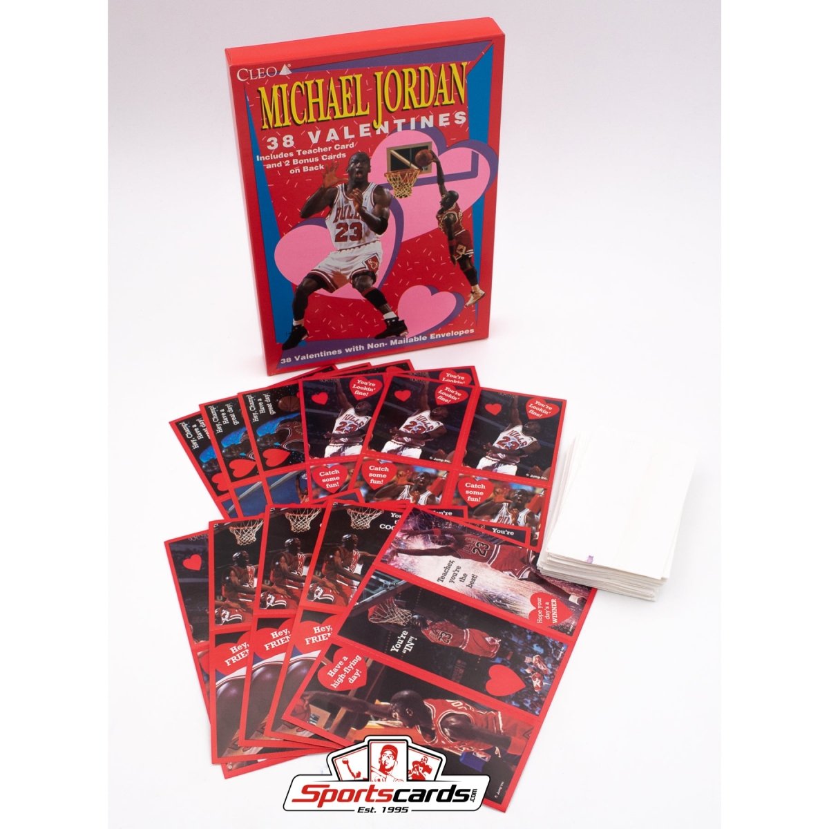 1991 Cleo Michael Jordan Valentines Cards Box w/ (38) Valentine Cards!