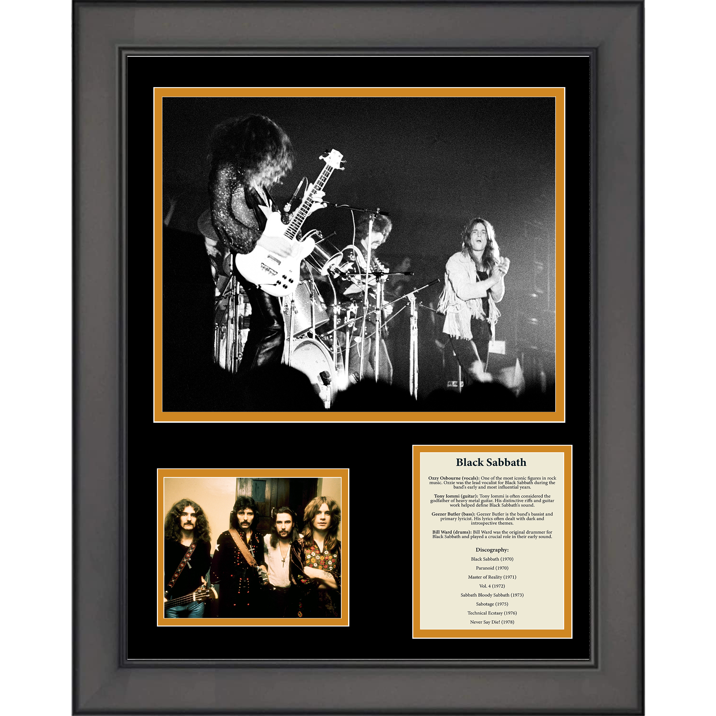 Framed Band Members & Discography 11"x14" Music Three Photo Collage