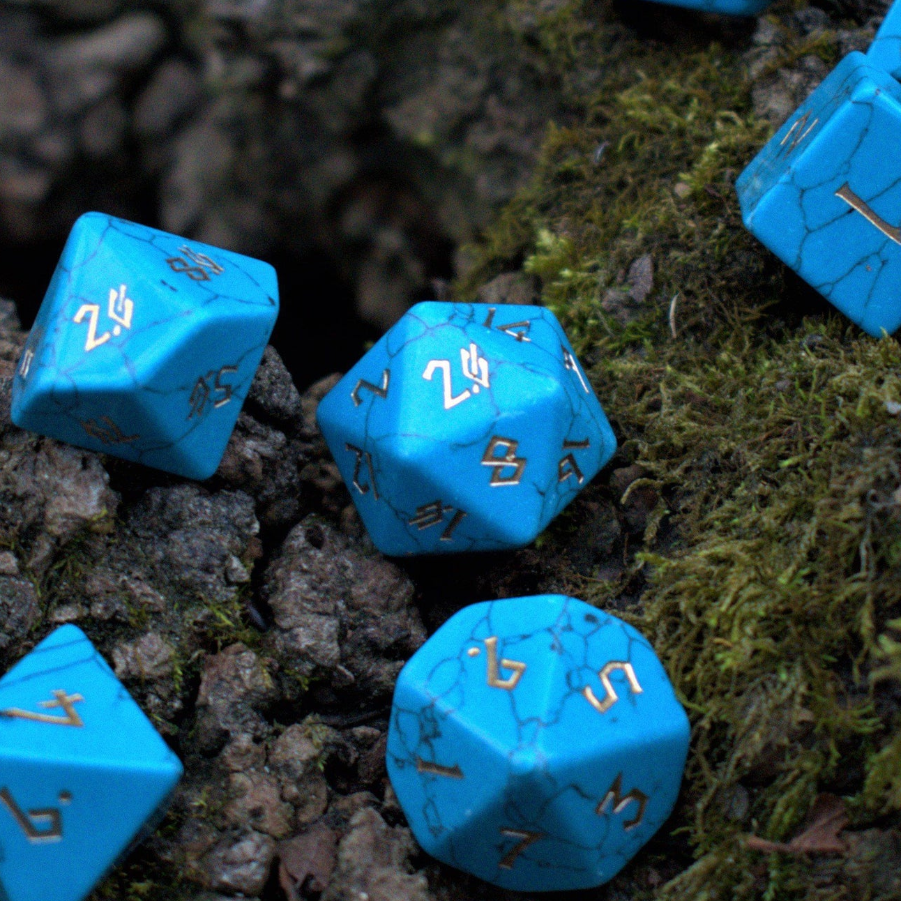 Blue Turquoise Stone Dice Set