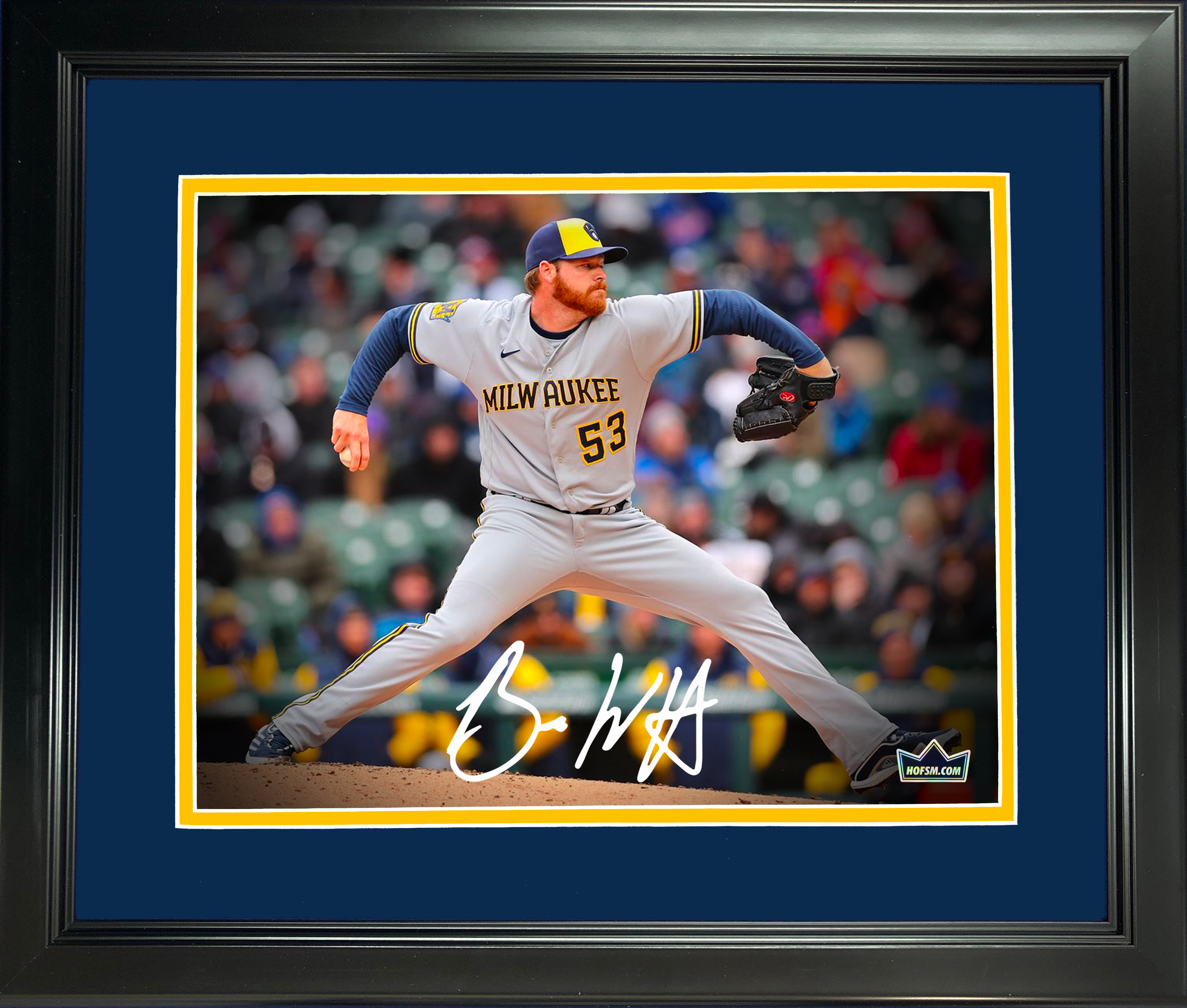 Framed Brandon Woodruff Milwaukee Brewers Facsimile Laser Engraved Signature Auto 11"x14" Baseball Photo HOFSM Holo