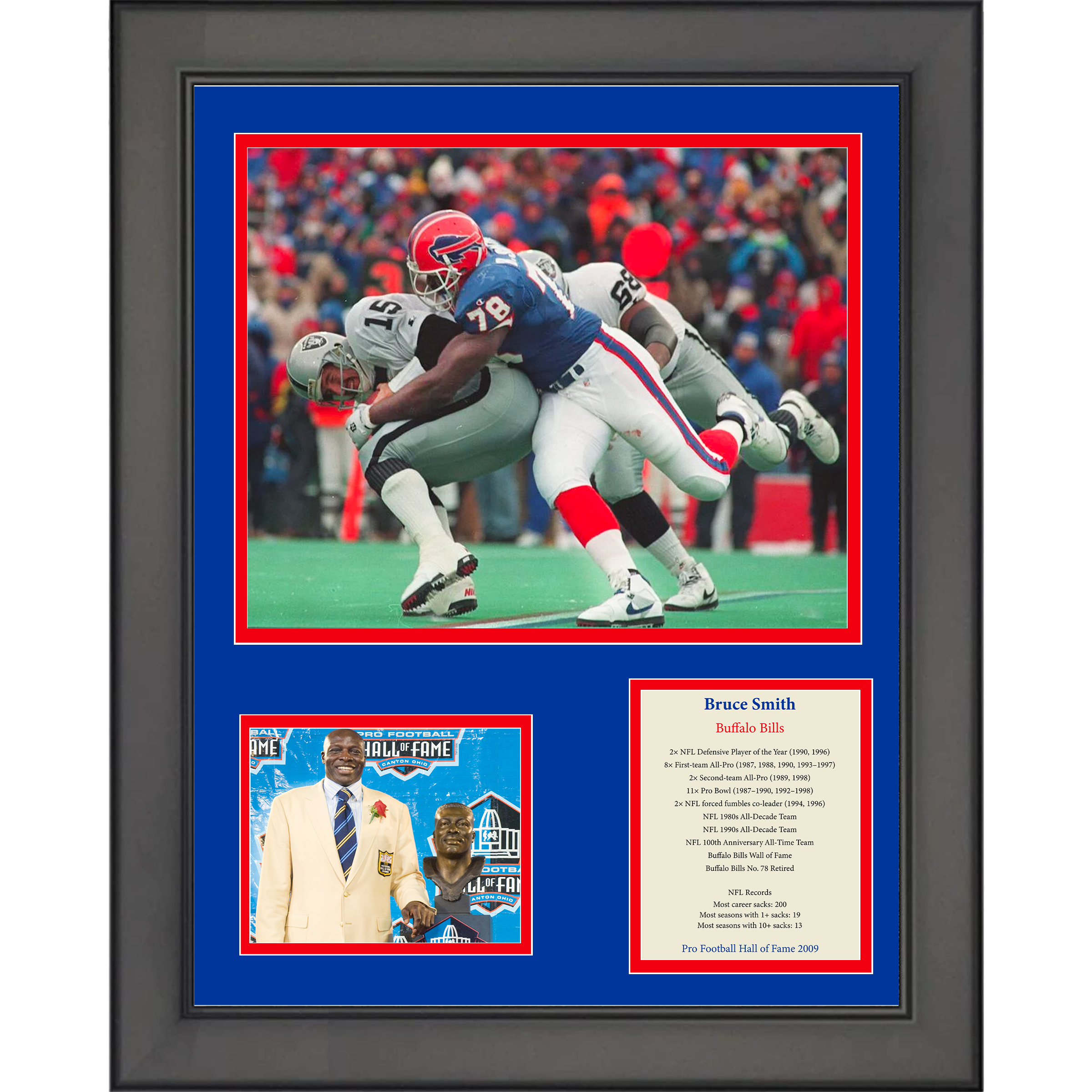 Framed Bruce Smith Hall of Fame Buffalo Bills 11"x14" Football Three Photo Collage