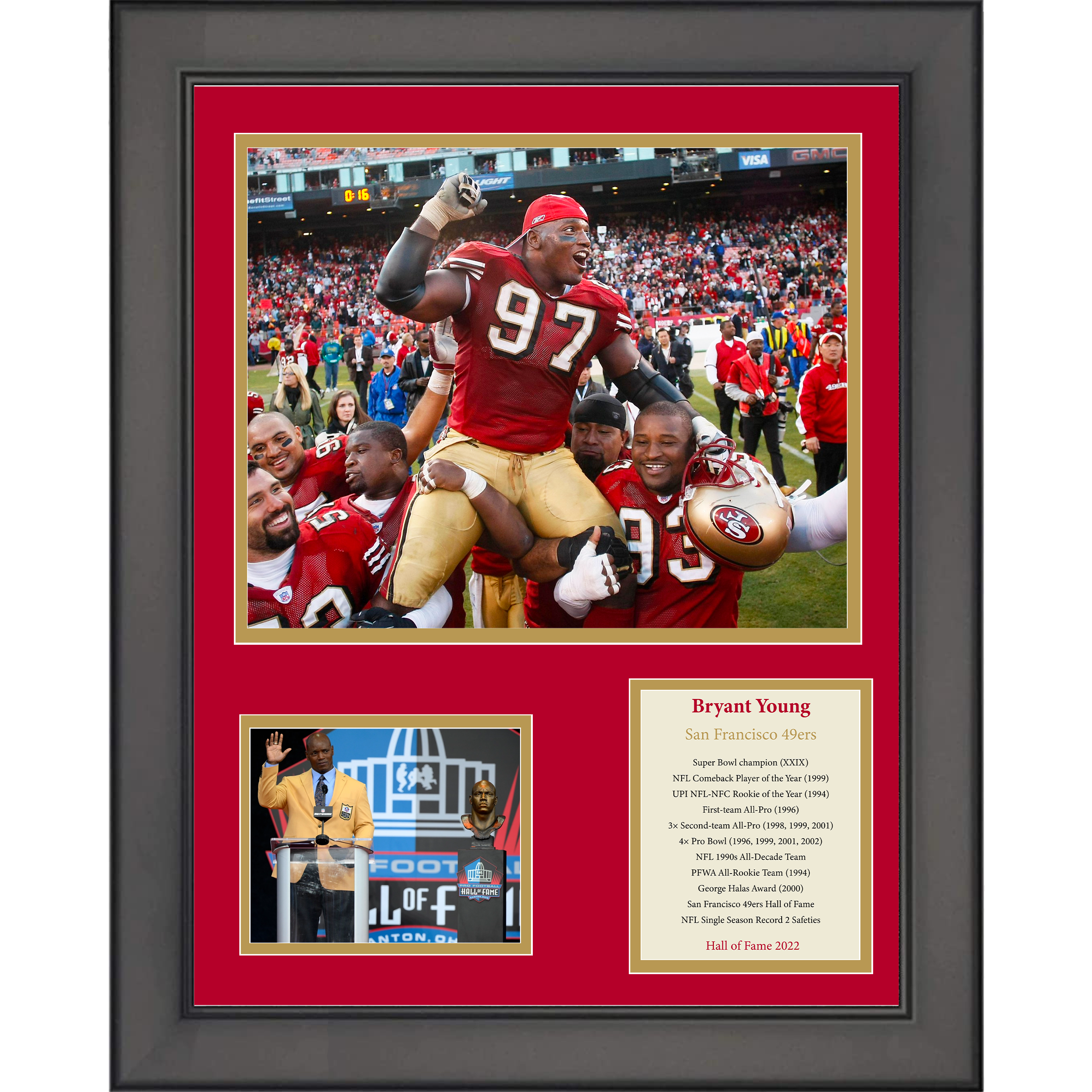 Framed Bryant Young Hall of Fame San Francisco 49ers 11"x14" Football Three Photo Collage