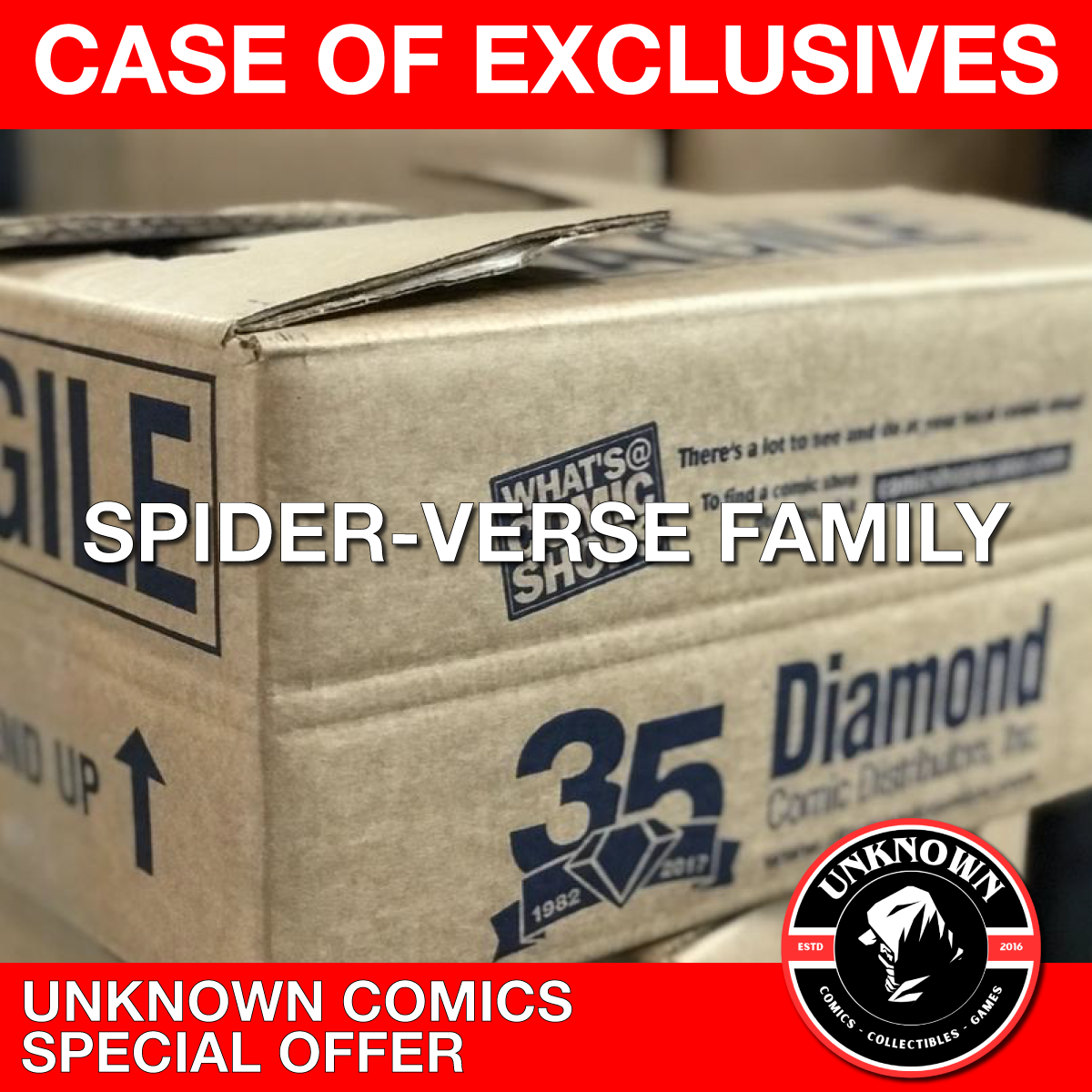 STORE EXCLUSIVE STARTER SET: [SPIDER-VERSE FAMILY] MIXED CASE OF EXCLUSIVE COMIC BOOKS VIRGIN / MINIMAL ESTIMATED 120-200 COMICS (01/08/2025)