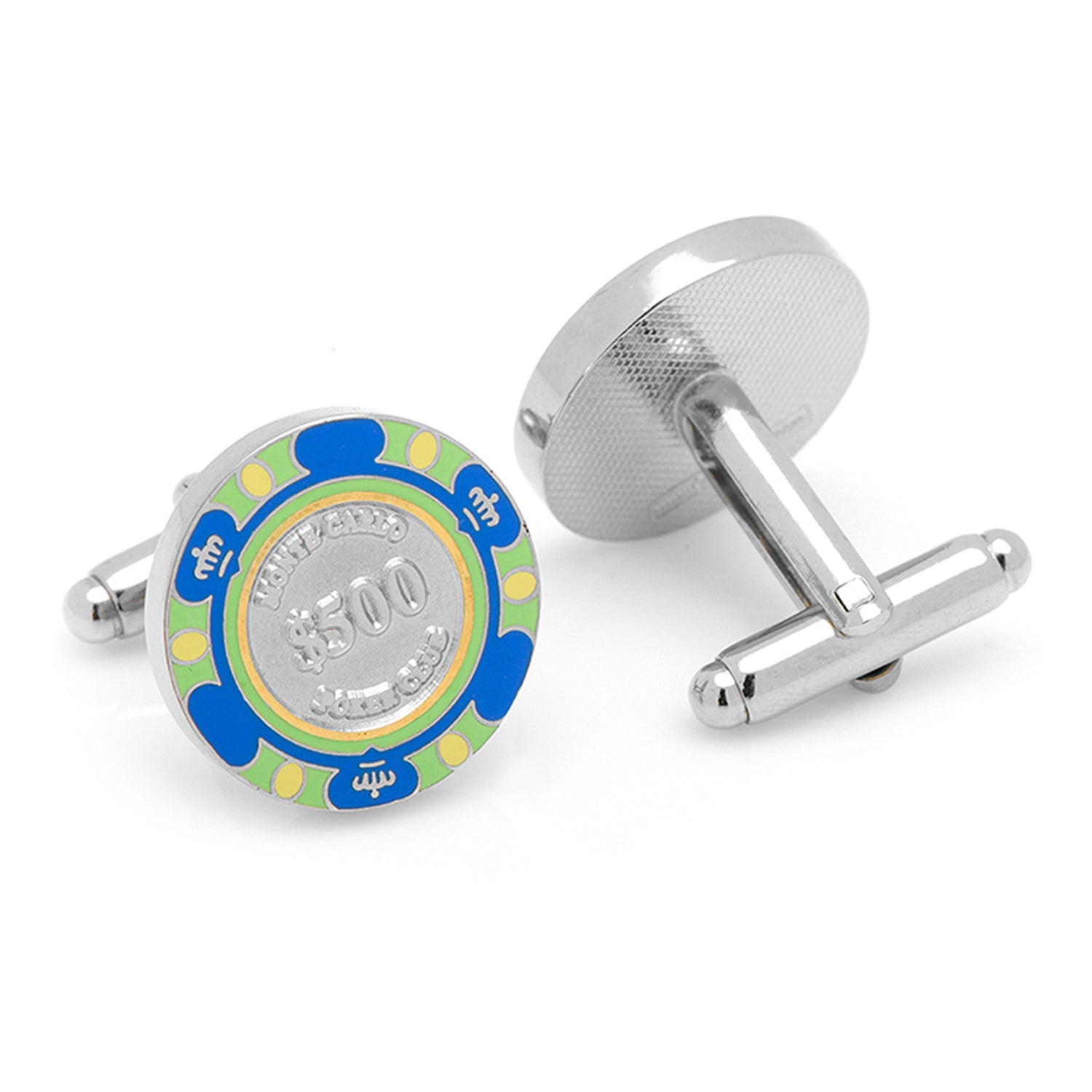 Poker Chip $500 Blue Cufflinks