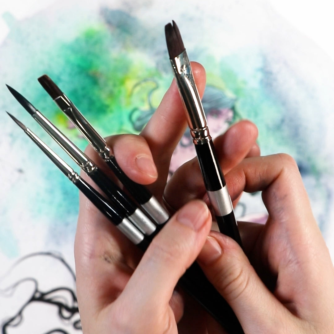 Trekell Crimson Taklon Long Handle Artist Brush - Size #8 Round