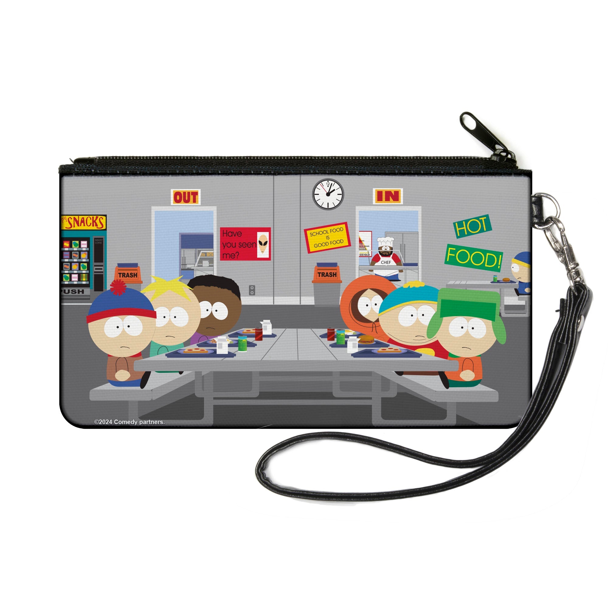 Canvas Zipper Wallet - SMALL - South Park Boys Group Cafeteria Table Scene