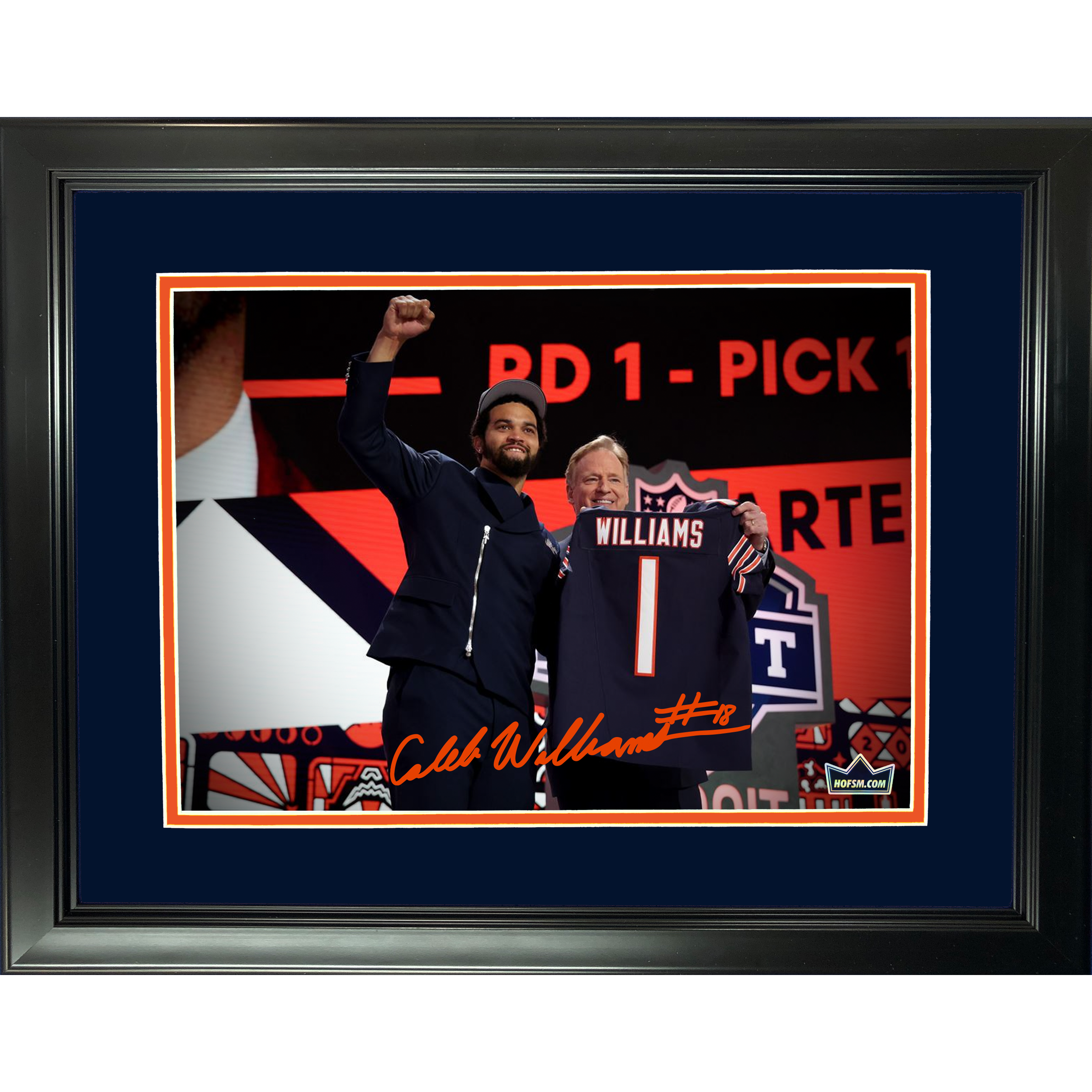 Framed Caleb Williams Draft Chicago Bears Facsimile Laser Engraved Signature Auto 11"x14" Football Photo HOFSM Holo