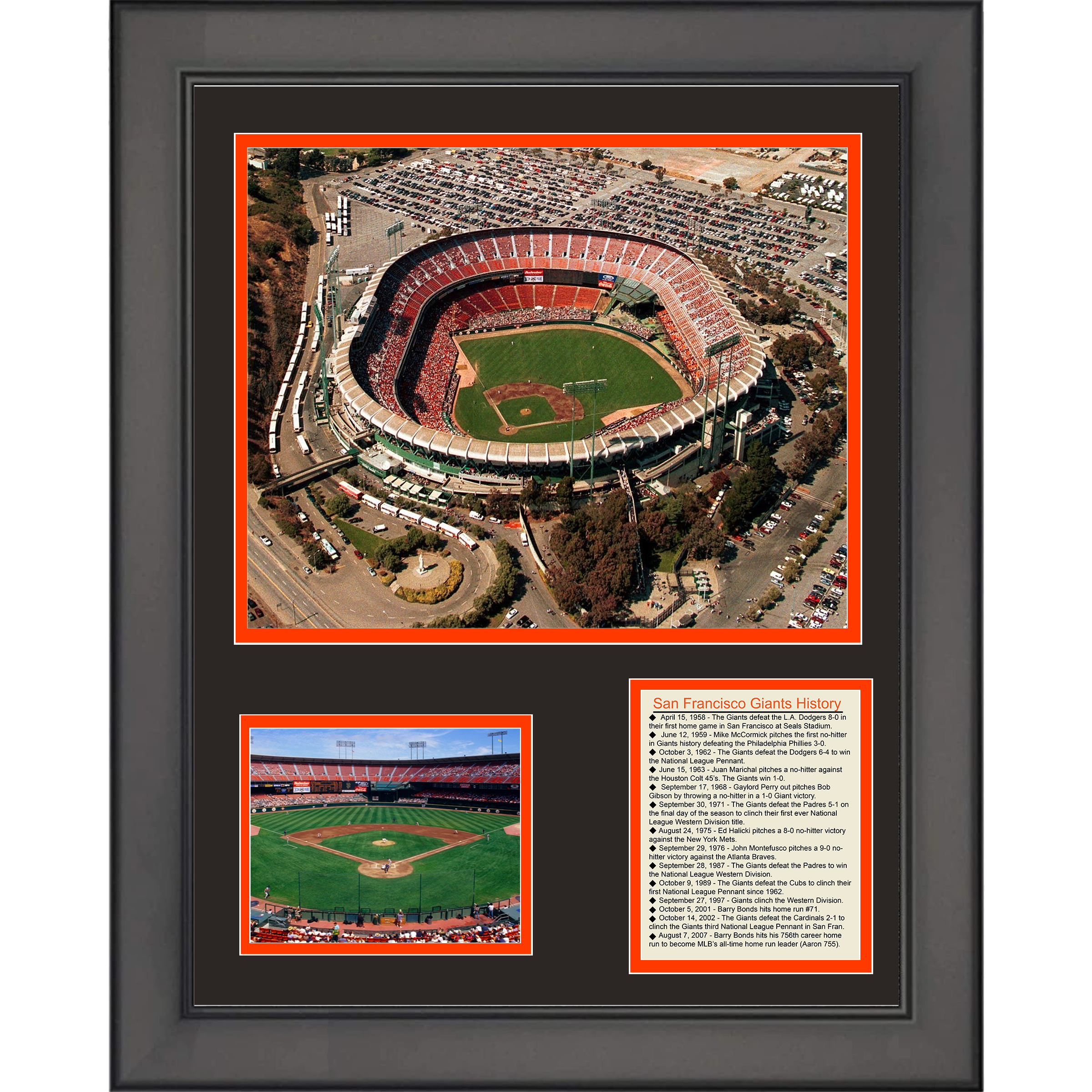 Framed Candlestick Ballpark San Francisco Giants Baseball Moments 11"x14" Three Photo Collage