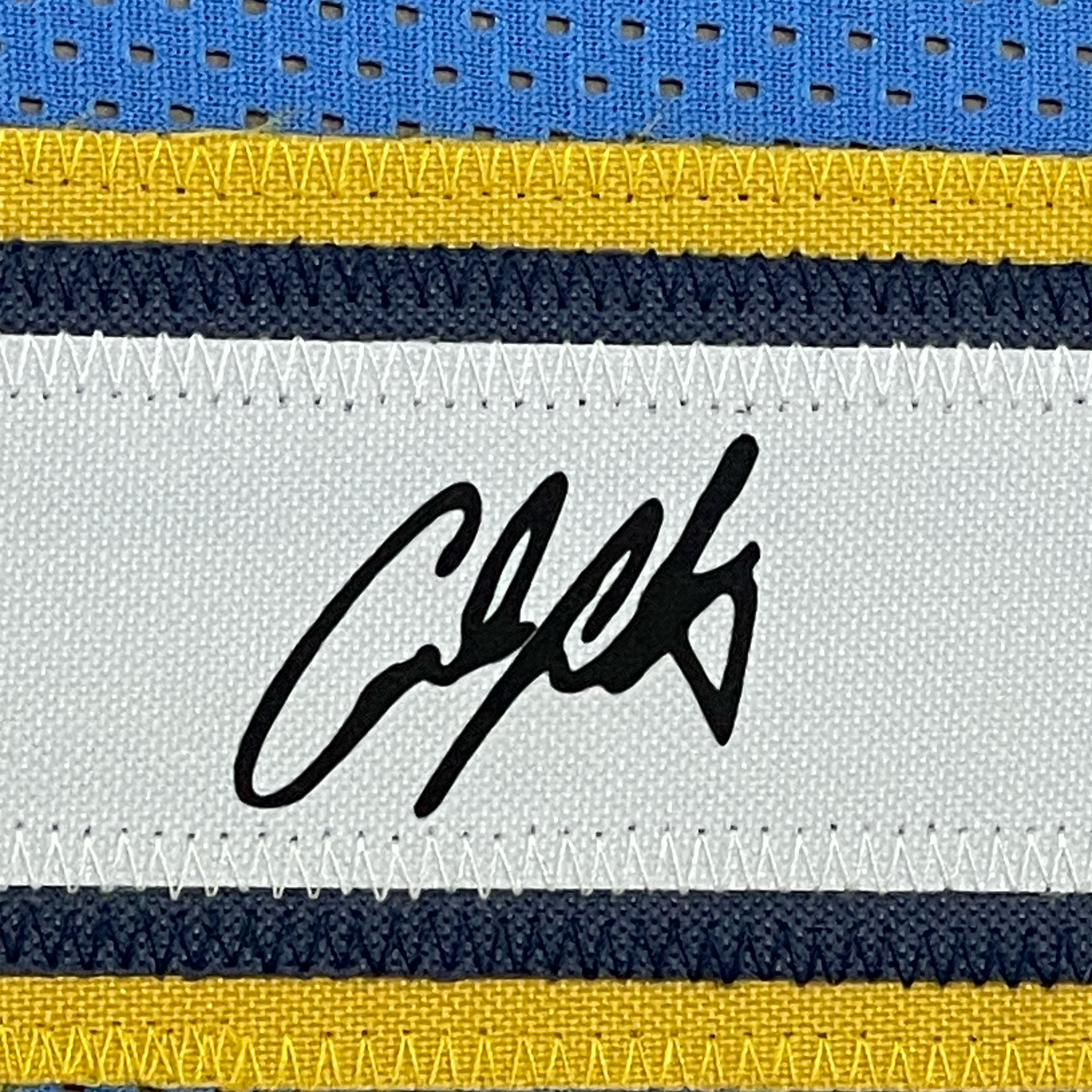 Framed Facsimile Autographed Carmelo Anthony 35x39 Denver Blue Reprint Laser Auto Basketball Jersey