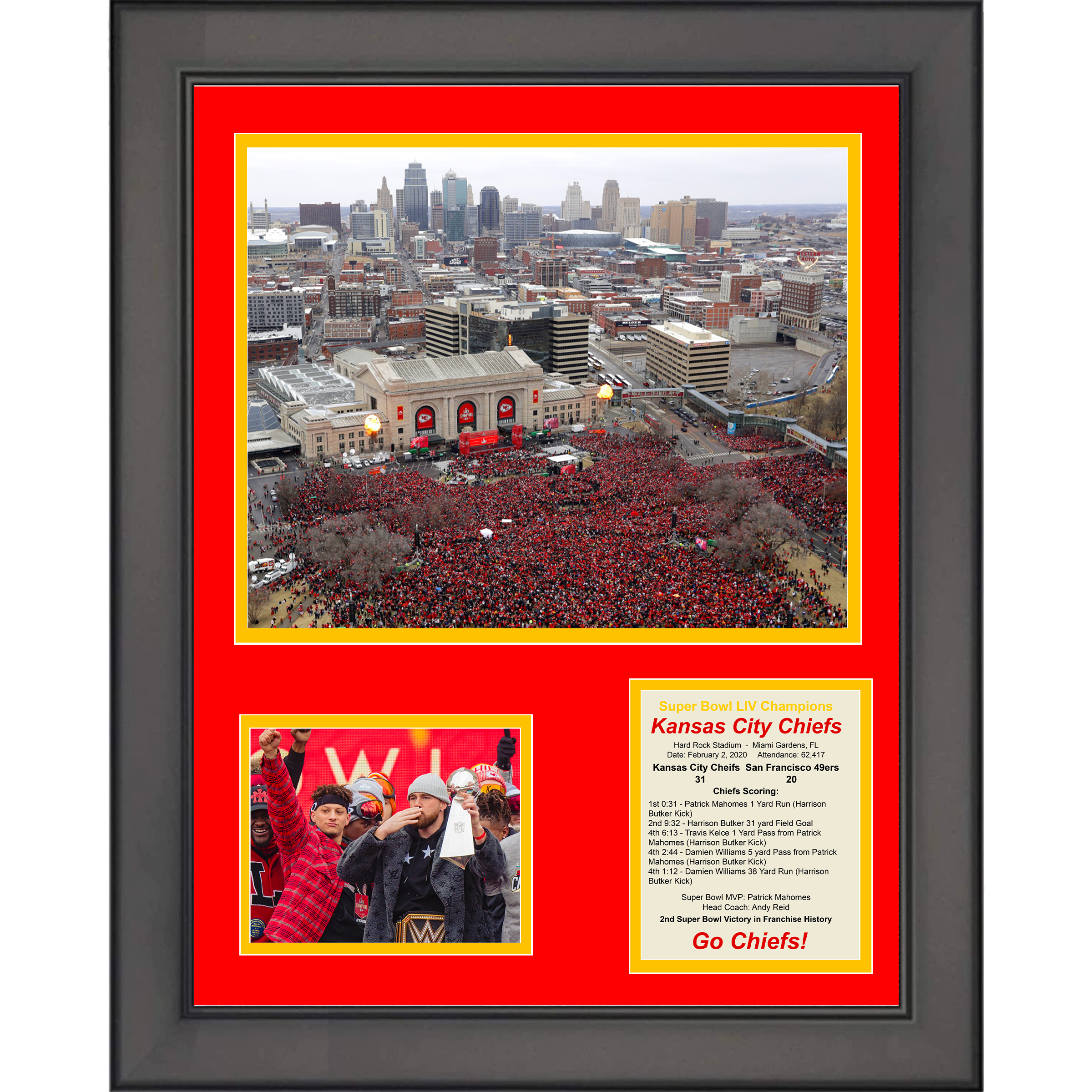 Framed Kansas City Chiefs 2019 Parade 11"x14" Football Three Photo Collage