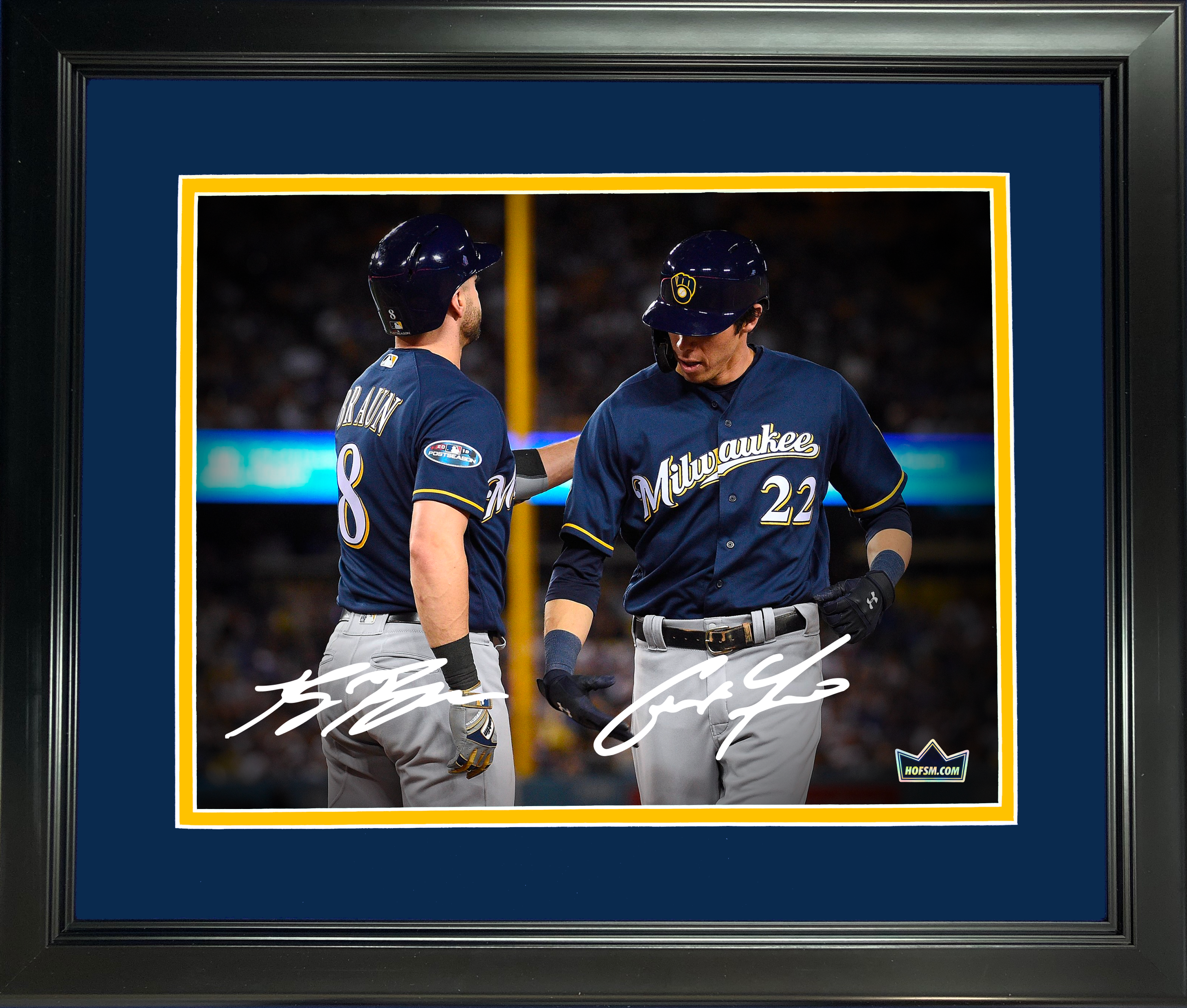 Framed Christian Yelich & Ryan Braun Milwaukee Brewers Dual Facsimile Laser Engraved Signature Auto 11"x14" Baseball Photo HOFSM Holo