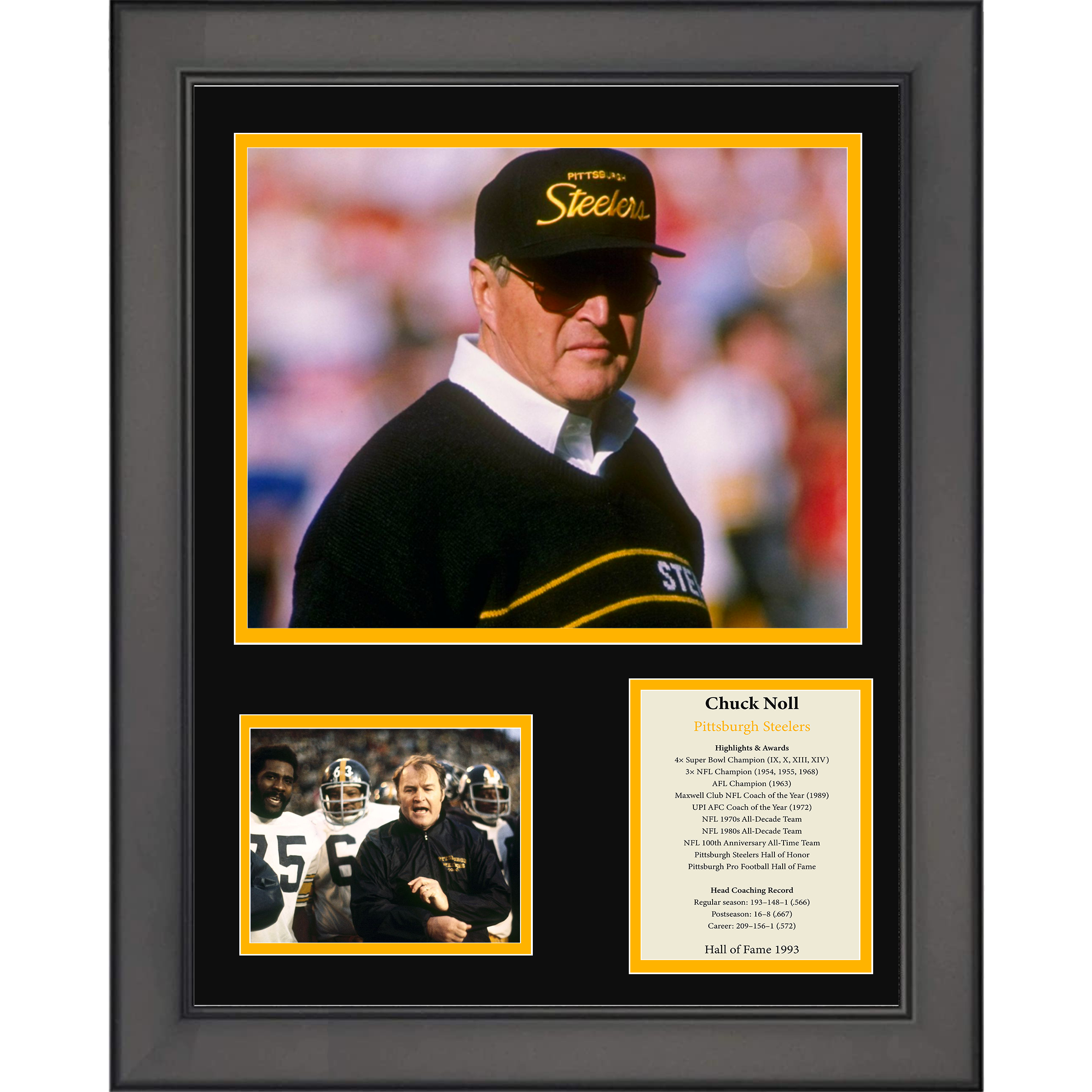 Framed Chuck Noll Hall of Fame Pittsburgh Steelers 11"x14" Football Three Photo Collage