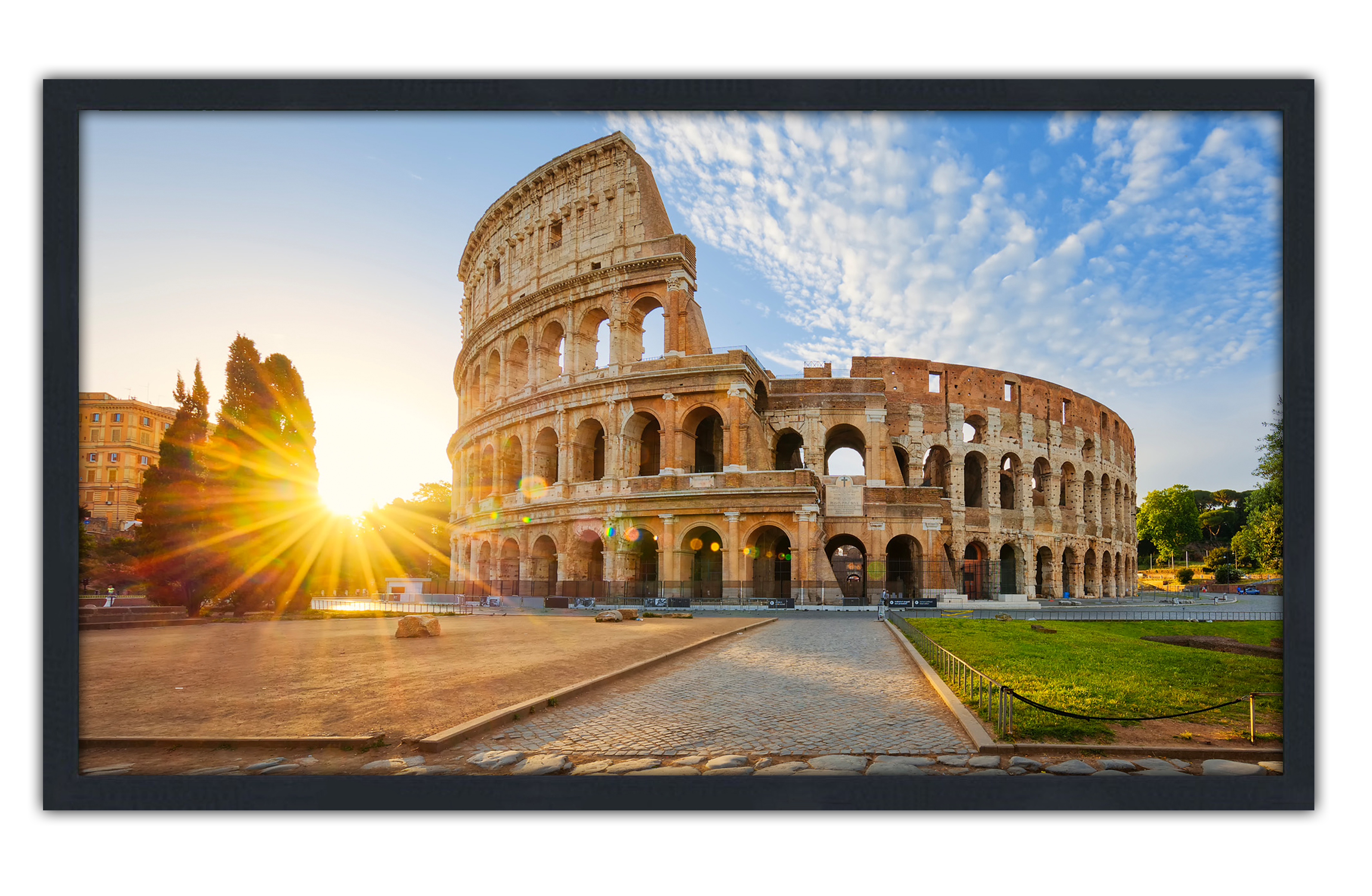 Professionally Framed Colosseum Rome Italy High-Resolution Panoramic Photo 12x22 Wall Art