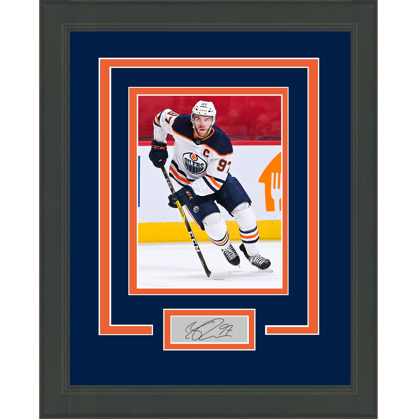 Framed Connor McDavid Facsimile Laser Engraved Signature Auto Edmonton Oilers 11x14 Hockey Photo