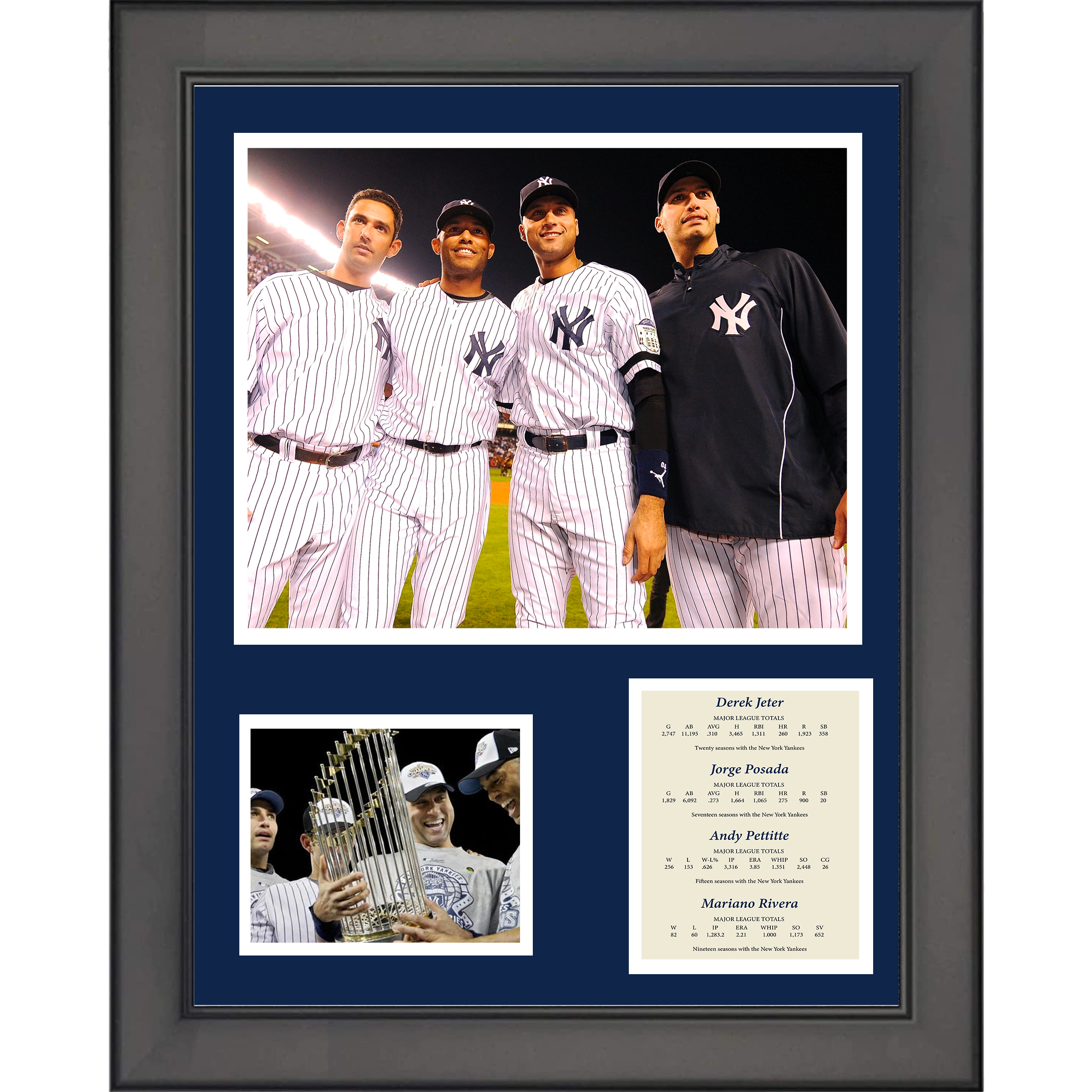 Framed New York Yankees Core 4 Jeter, Rivera, Posada & Pettitte Baseball 11"x14" Three Photo Collage