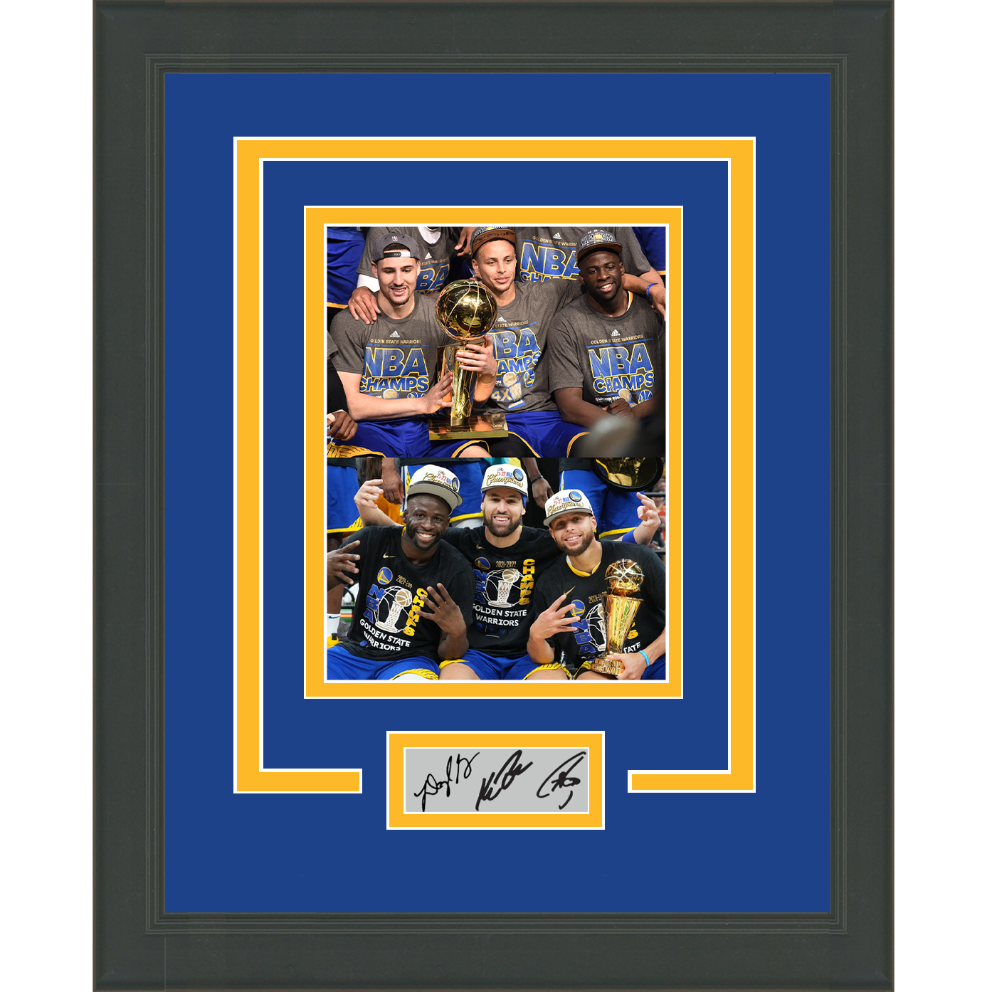 Framed Stephen Curry, Klay Thompson & Draymond Green Facsimile Laser Engraved Signature Auto Golden State Warriors 11x14 Basketball Photo