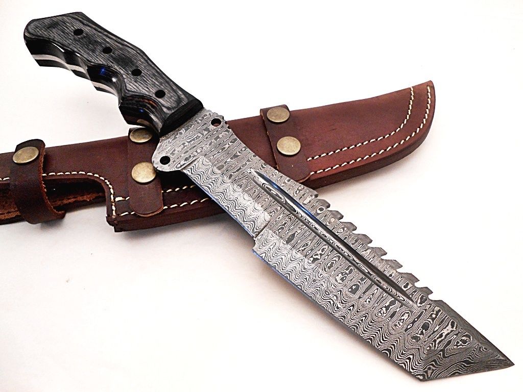Custom Handcrafted Damascus Steel Tactical Tracker Knife - Ideal for Survival, Camping & Combat | KBS Knives