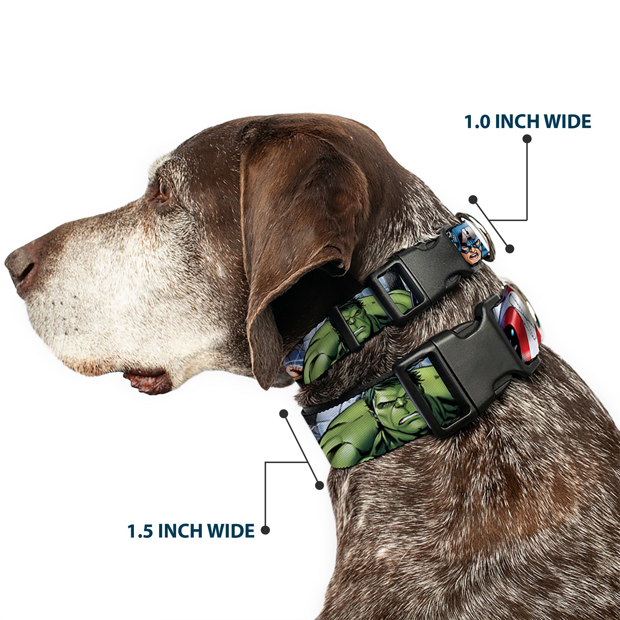 Plastic Clip Collar - Marvel Avengers 4-Superhero Poses CLOSE-UP