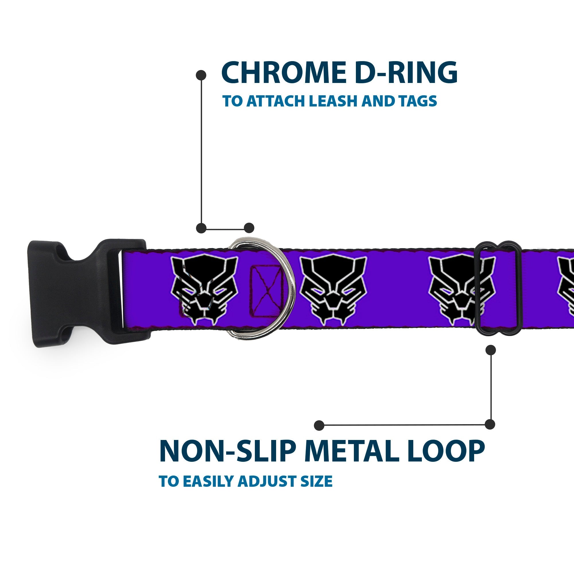 Plastic Clip Collar - Black Panther Avengers Icon Purple/White/Black