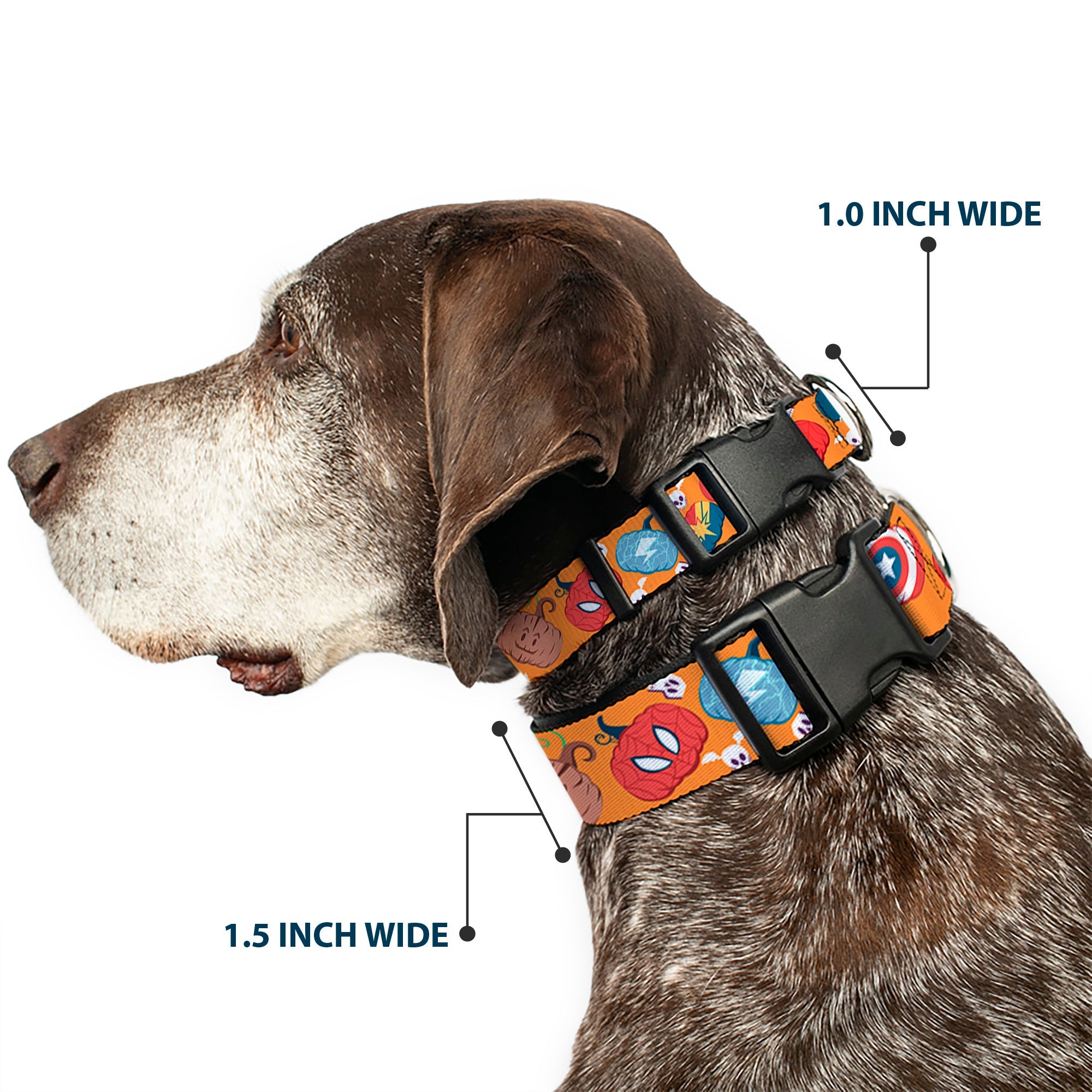 Plastic Clip Collar - Marvel 9-Avengers Halloween Jack-O-Lantern Pumpkin Icons Scattered Orange