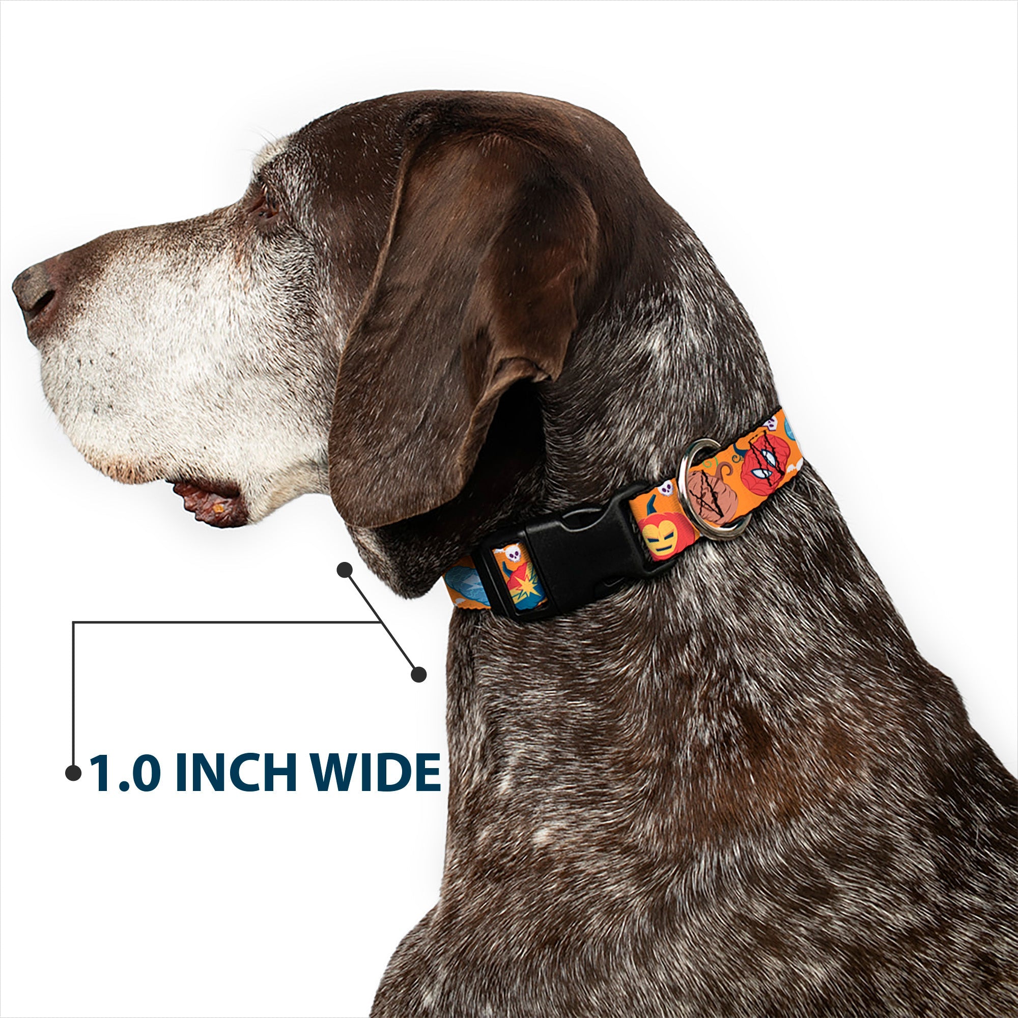 Plastic Clip Collar - Marvel 9-Avengers Halloween Jack-O-Lantern Pumpkin Icons Scattered Orange