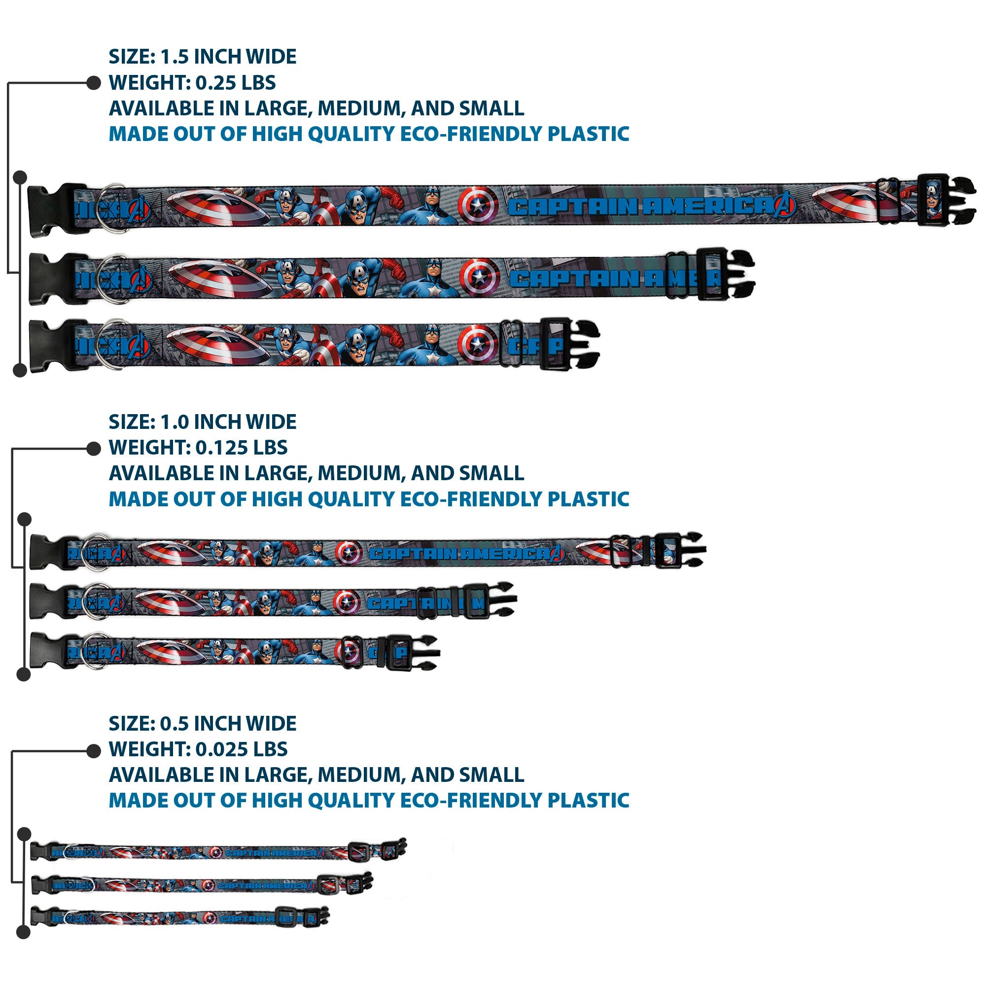 Plastic Clip Collar - CAPTAIN AMERICA w/Avengers Logo Cityscape