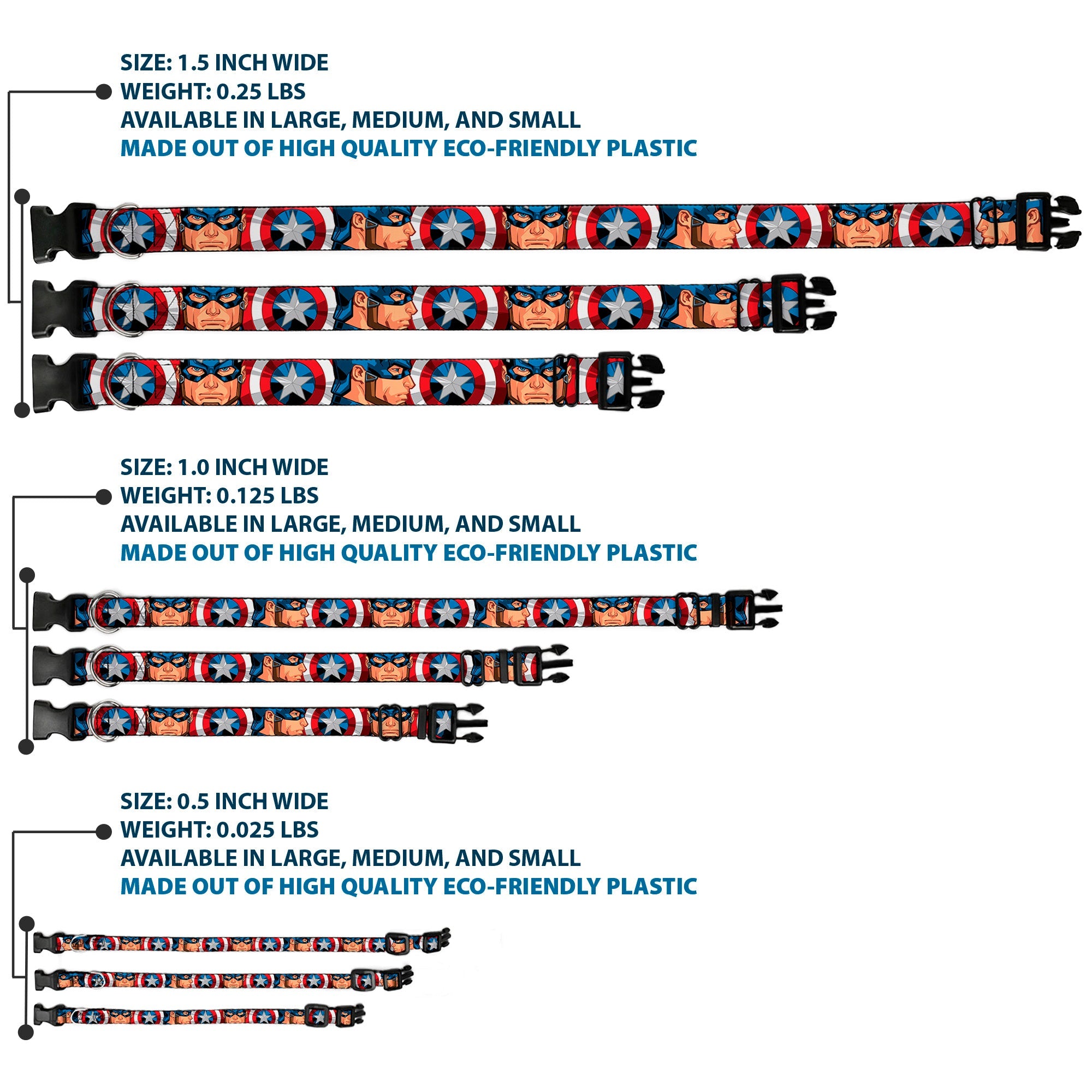 Plastic Clip Collar - Captain America Face Turns/Shield CLOSE-UP