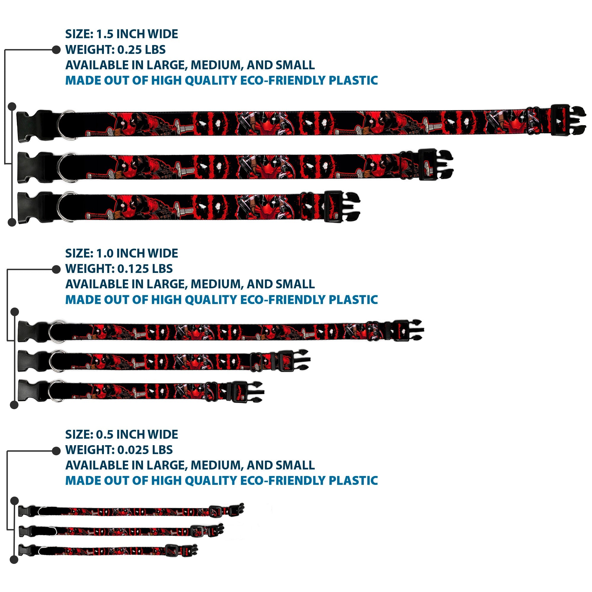 Plastic Clip Collar - Deadpool 2-Action Poses/Splatter Logo Black/Red/White