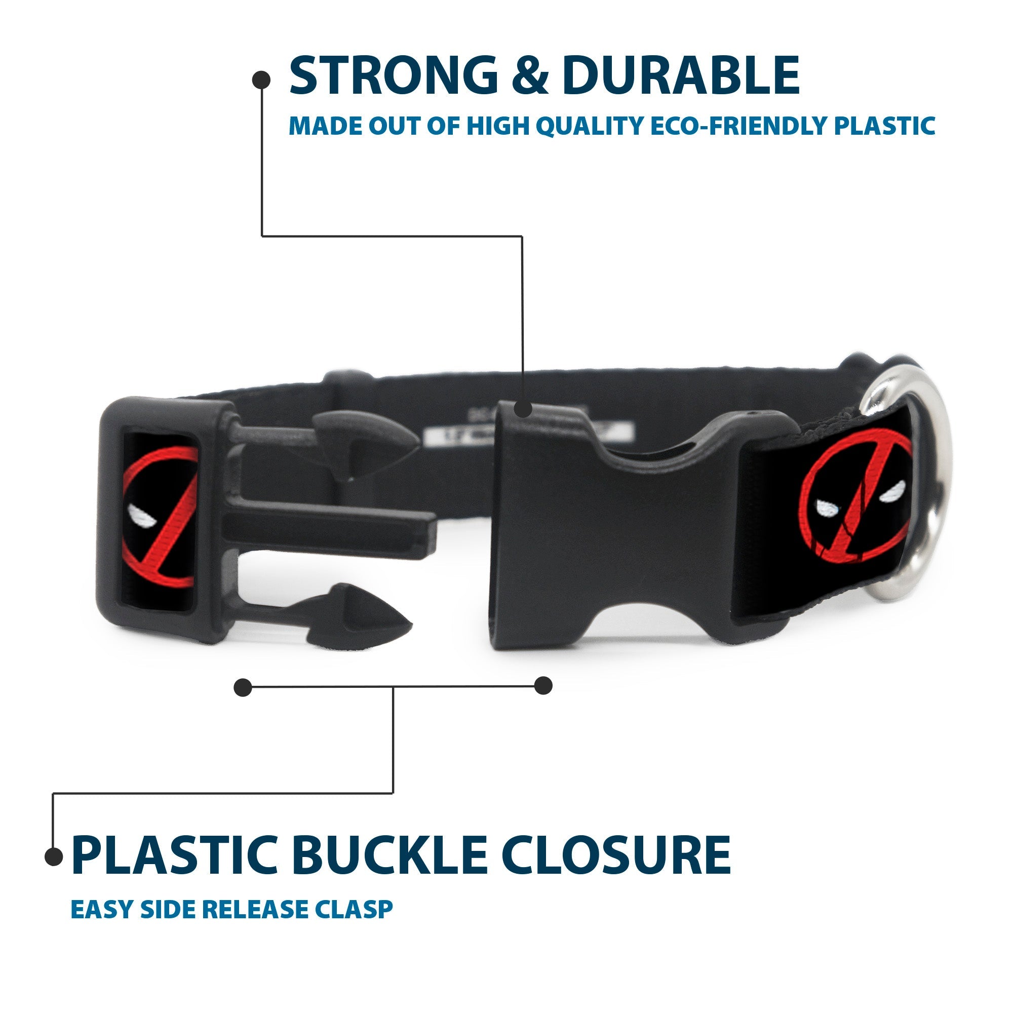 Plastic Clip Collar - Deadpool Logo2 Black/Red/White