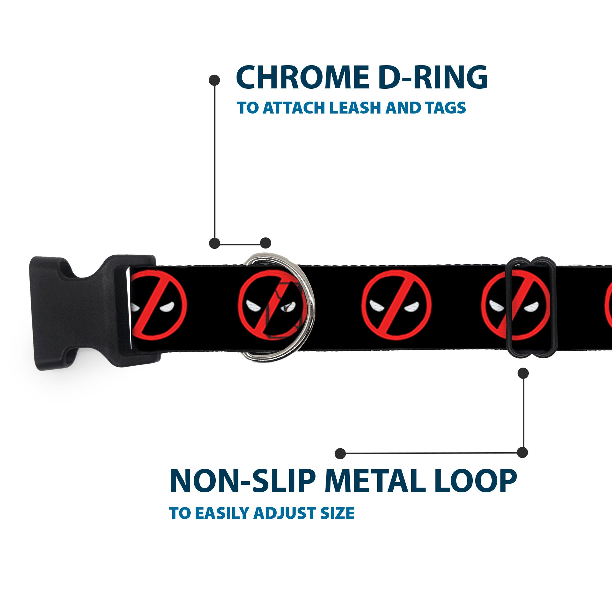 Plastic Clip Collar - Deadpool Logo2 Black/Red/White