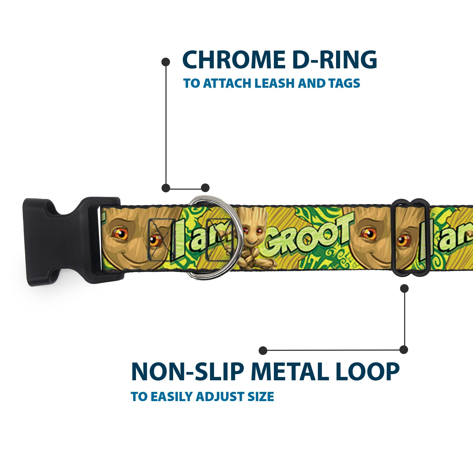 Plastic Clip Collar - Baby Groot Pose/Face I AM GROOT Browns/Greens/Yellows