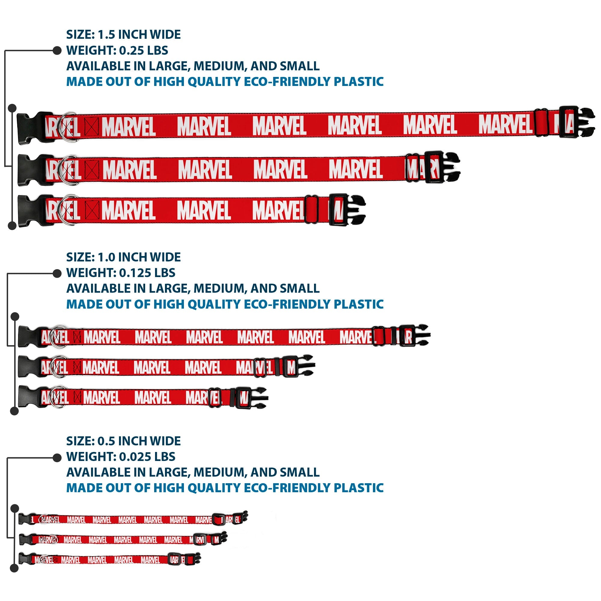 Plastic Clip Collar - MARVEL Red Brick Logo Red/White