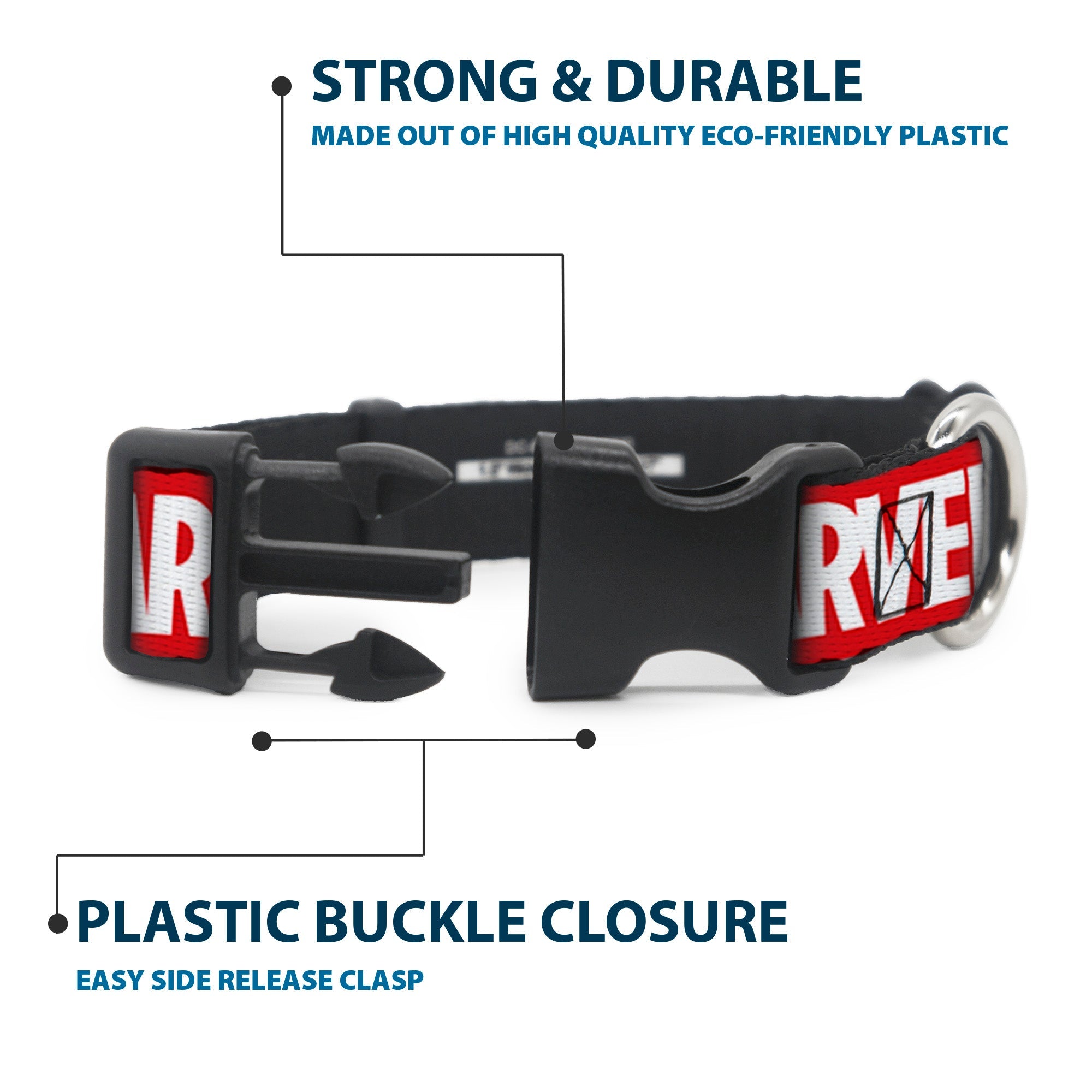 Plastic Clip Collar - MARVEL Red Brick Logo Red/White