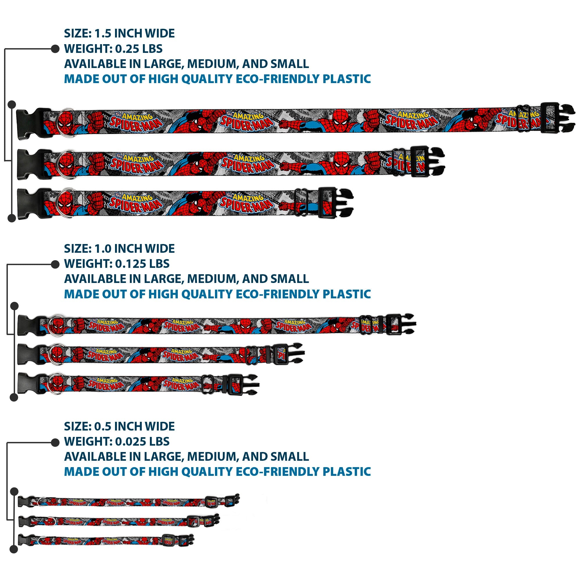 Plastic Clip Collar - THE AMAZING SPIDER-MAN Stacked Comic Books/Action Poses