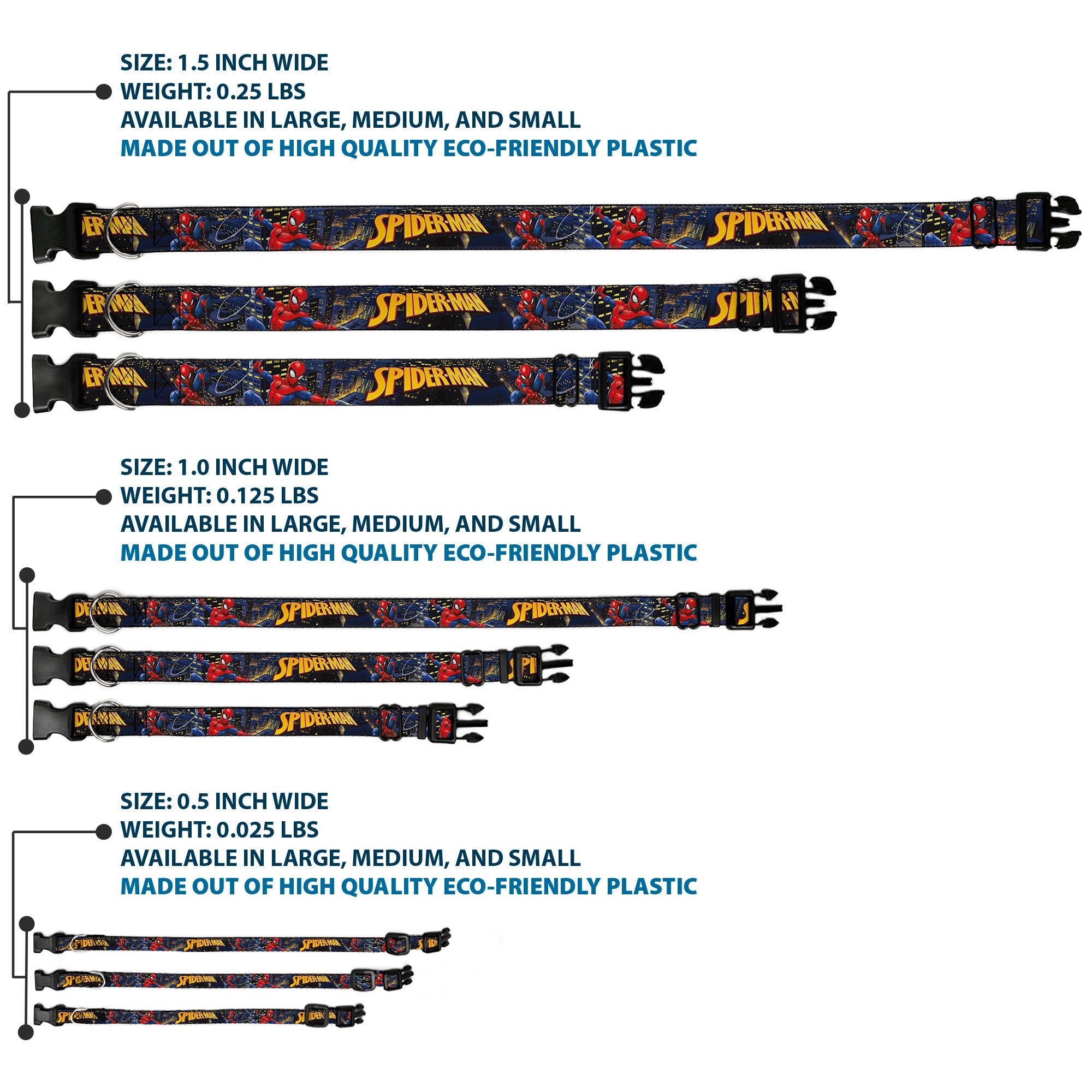 Plastic Clip Collar - SPIDER-MAN Title Logo and Action Skyline Poses