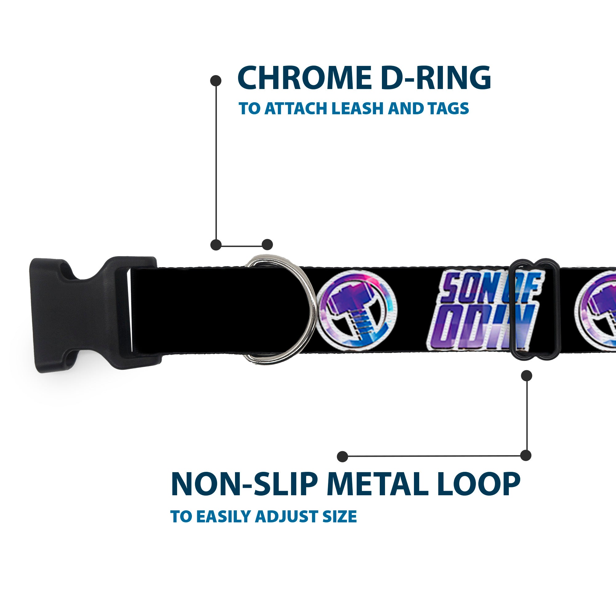 Plastic Clip Collar - Thor SON OF ODIN/Hamner Icon Black/White/Blues