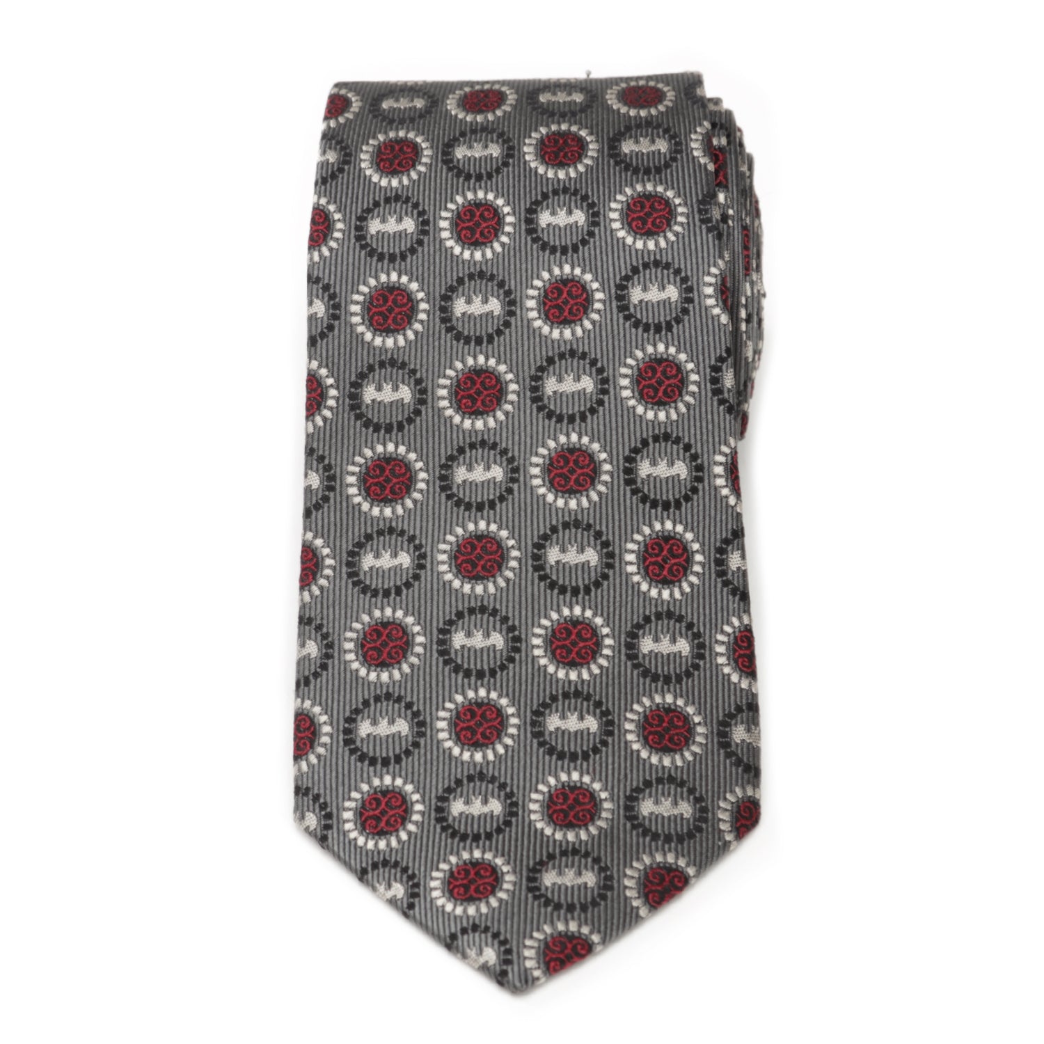 DC Batman Medallion Symbol Charcoal Silk Men's Tie