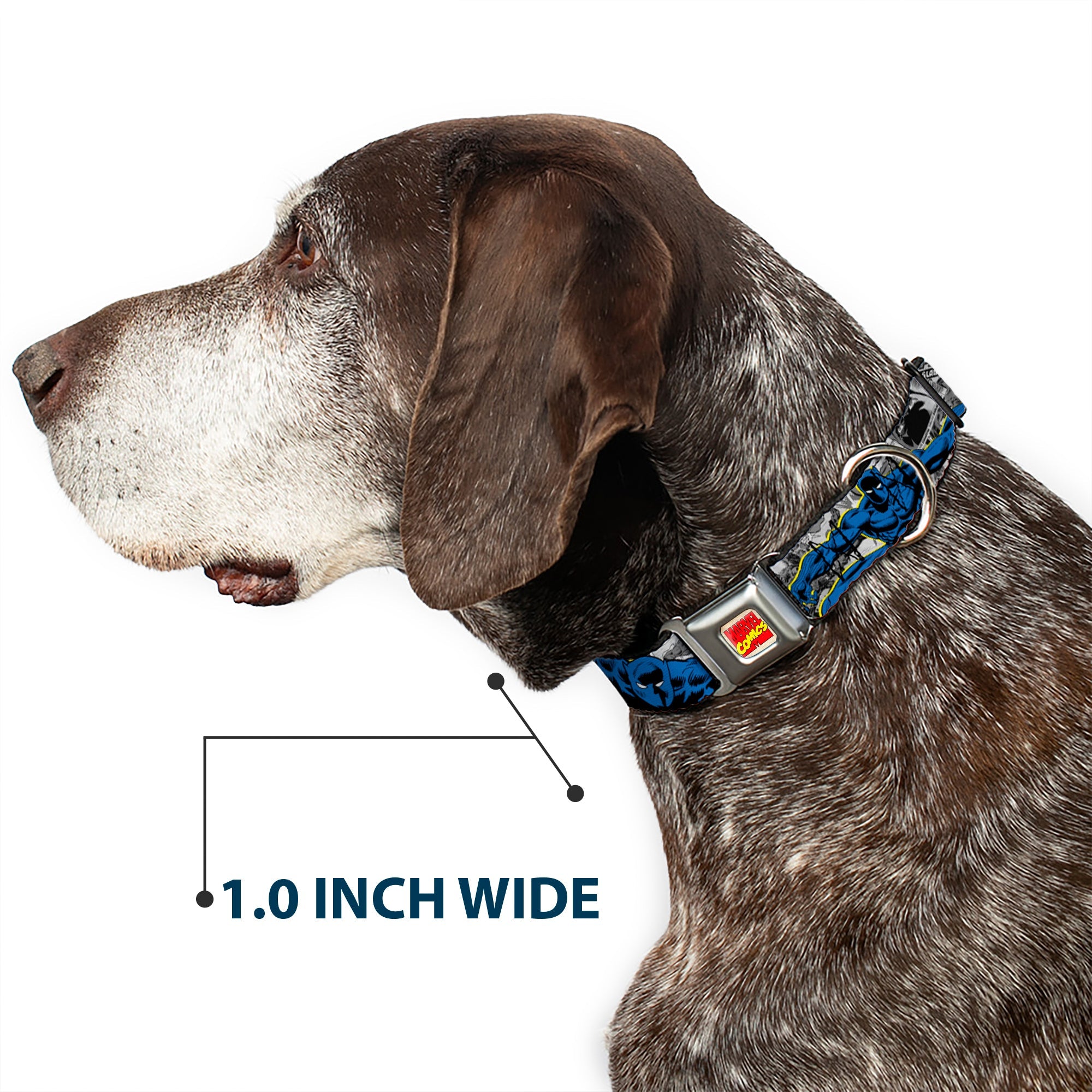Dog Collar AVA - MARVEL COMICS LOGO FULL COLOR - CLASSIC BLACK PANTHER ACTION POSES/STACKED COMICS