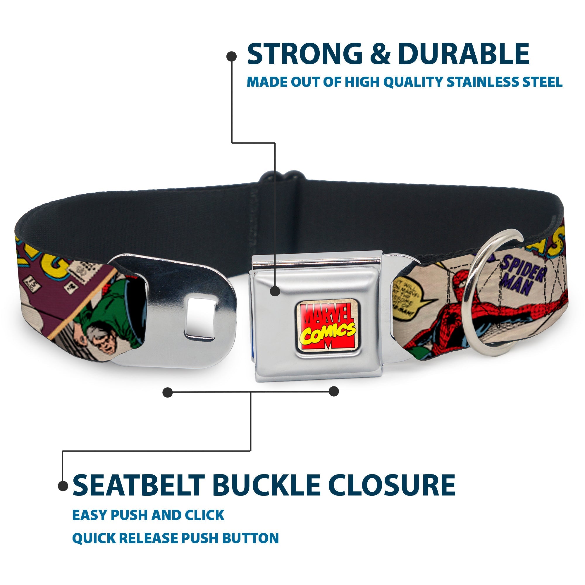Marvel Comics Seatbelt Buckle Collar - Spider-Man AMAZING FANTASY Cover Pose