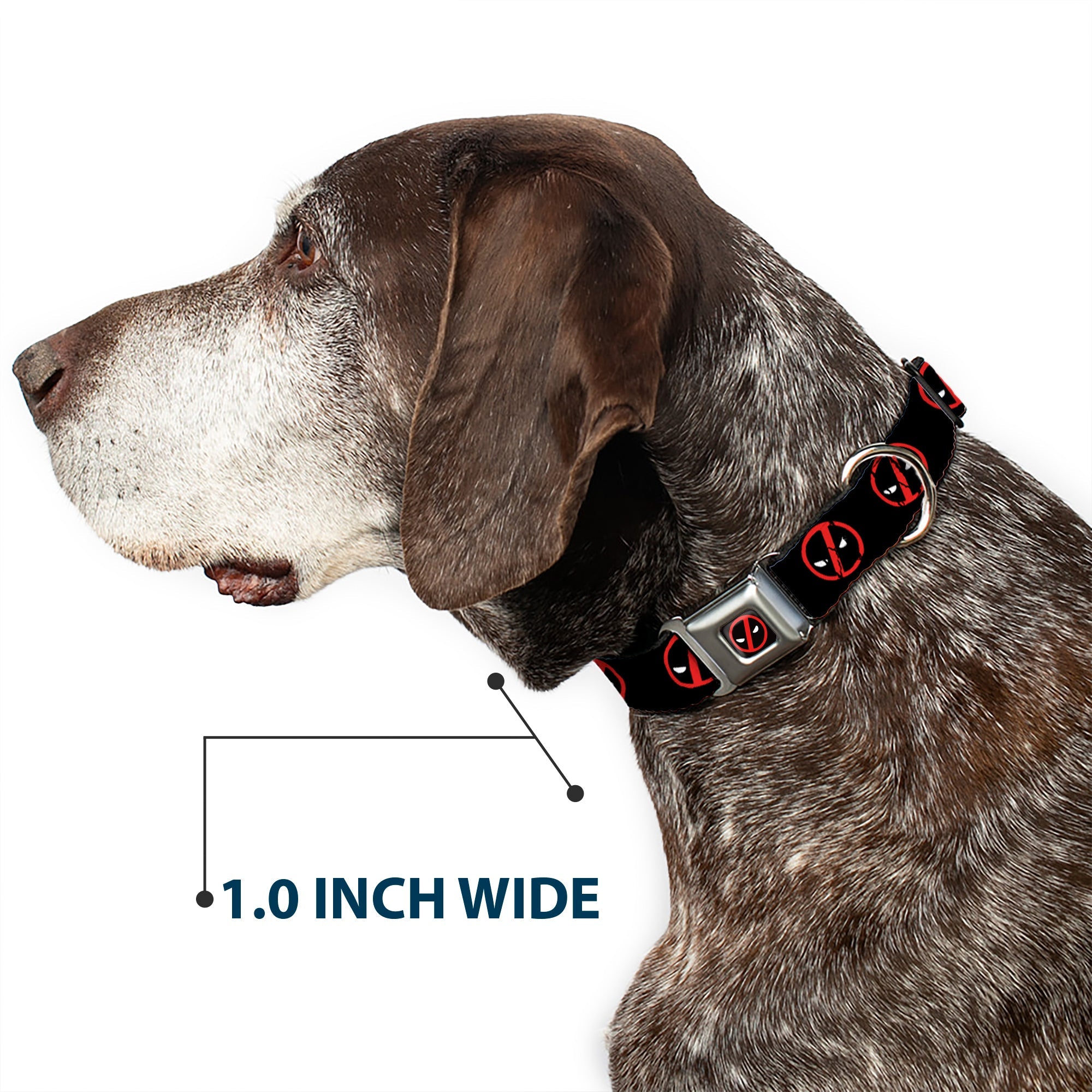 Deadpool Logo CLOSE-UP Black/Red/White Seatbelt Buckle Collar - Deadpool Logo2 Black/Red/White