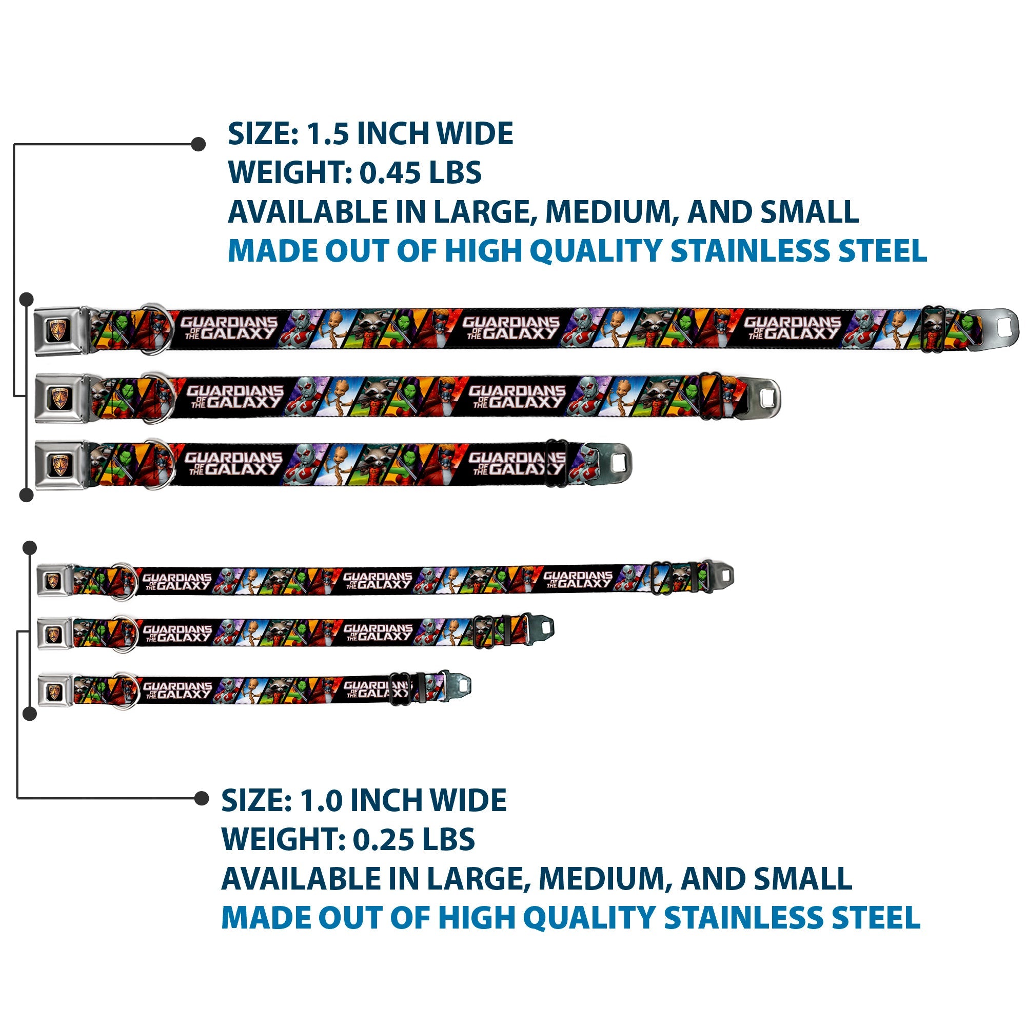 GUARDIANS OF THE GALAXY - EVERGREEN GUARDIANS Badge Full Color Black Gold Purple Seatbelt Buckle Collar - GUARDIANS OF THE GALAXY 5-Character Pose Blocks