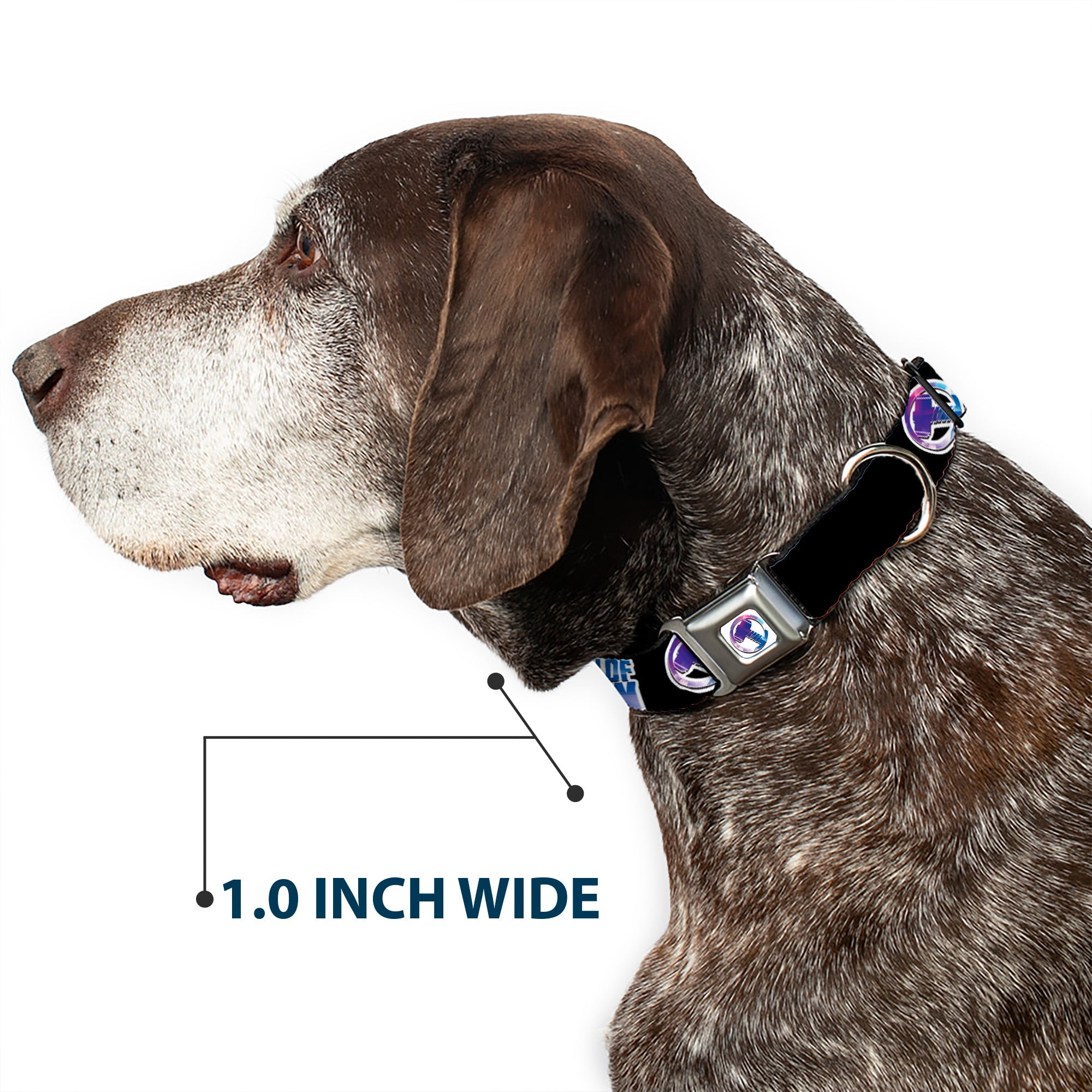 Thor Hamer Icon Full Color White/Blues Seatbelt Buckle Collar - Thor SON OF ODIN/Hamner Icon Black/White/Blues