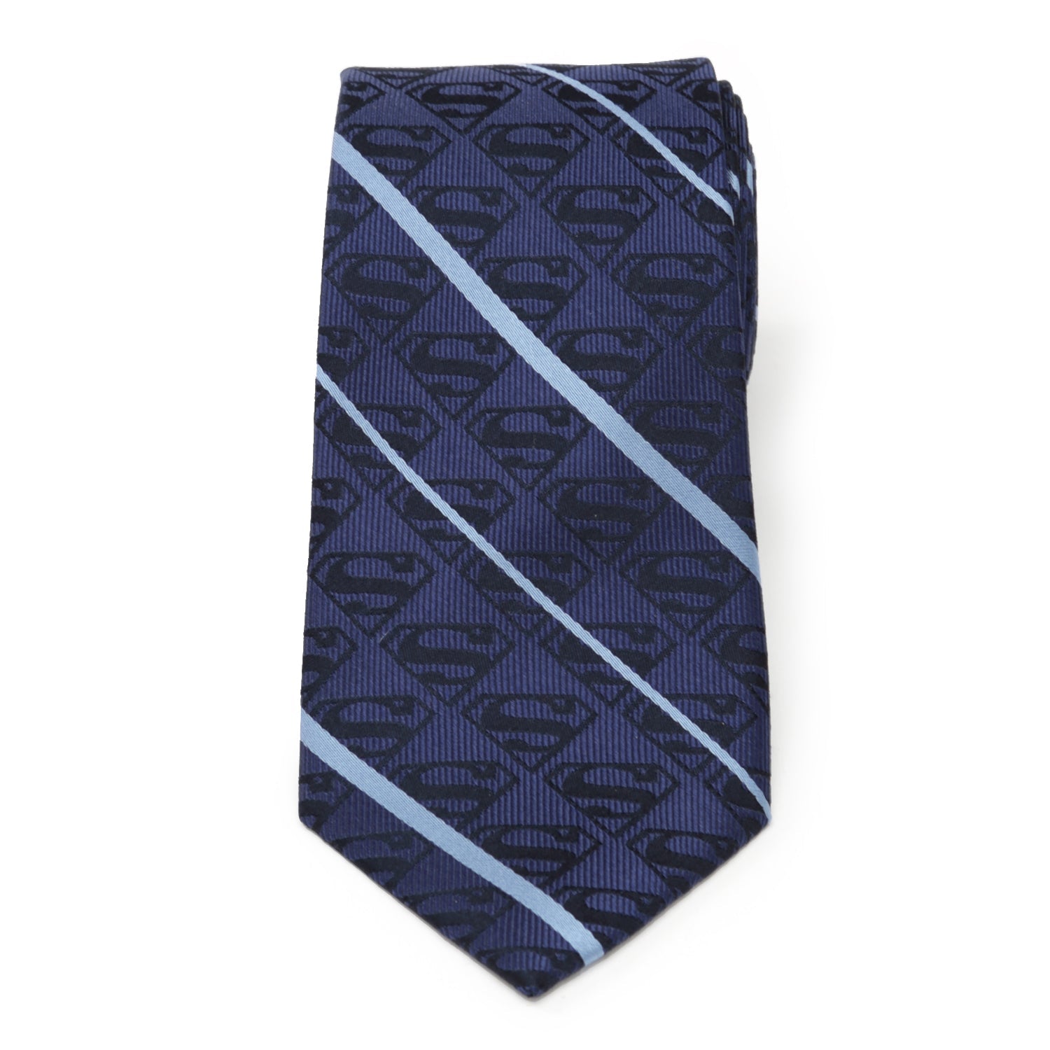DC Superman Stripe Pattern Blue Silk Men's Tie