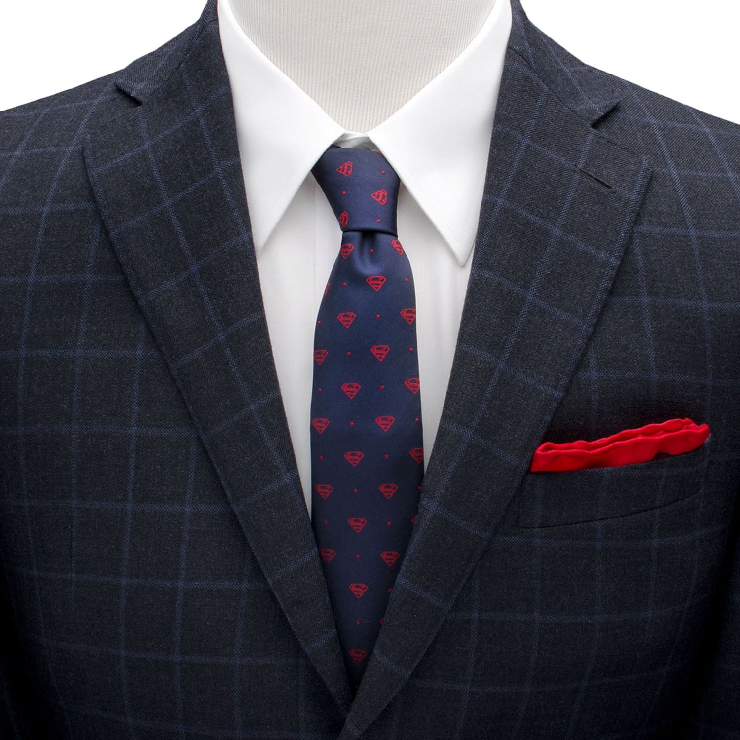 DC Superman Shield Navy and Red Dot Tie