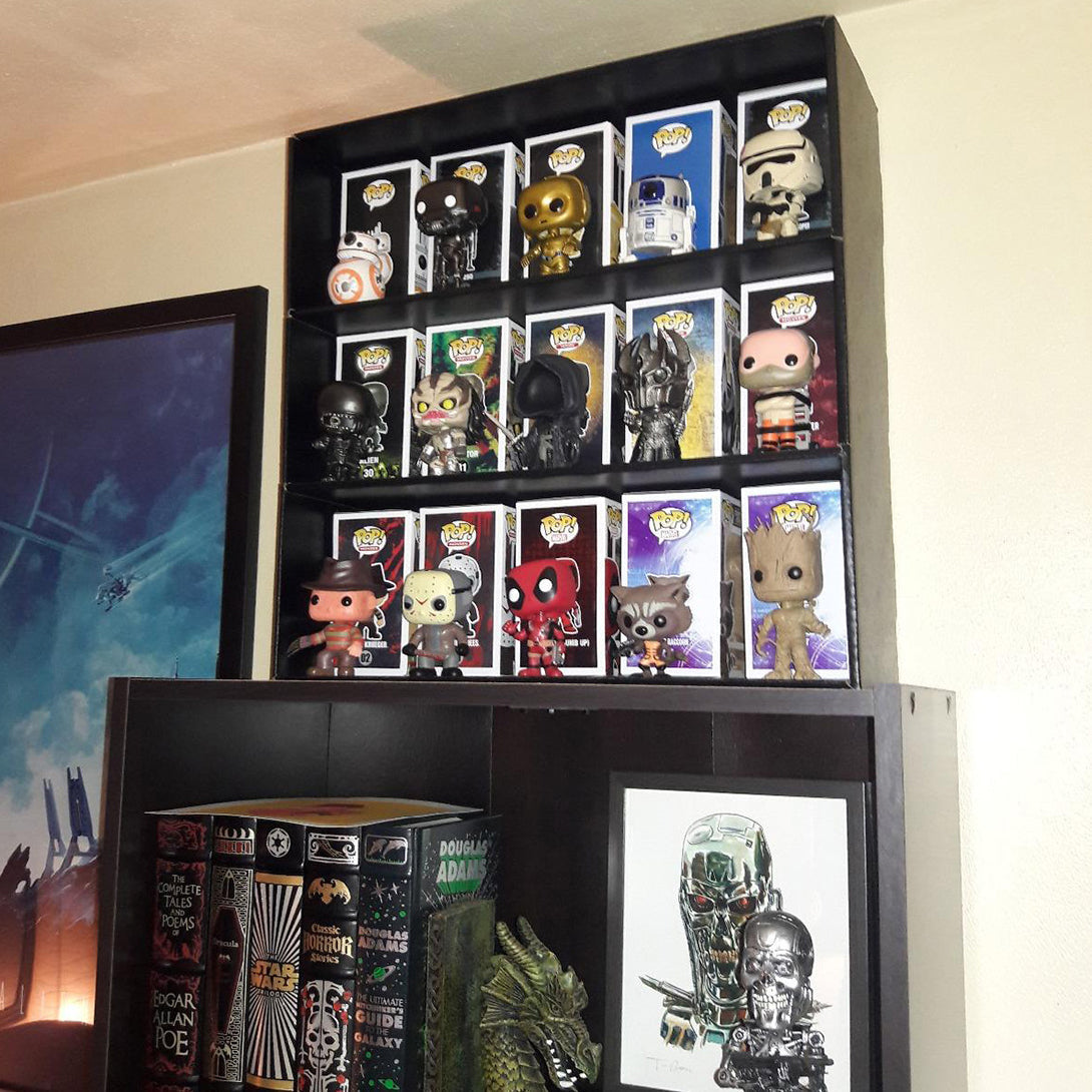 CLASSIC BLACK - Display Case for Funko Pops, Wall Mountable & Stackable Toy Shelf (Cardboard)