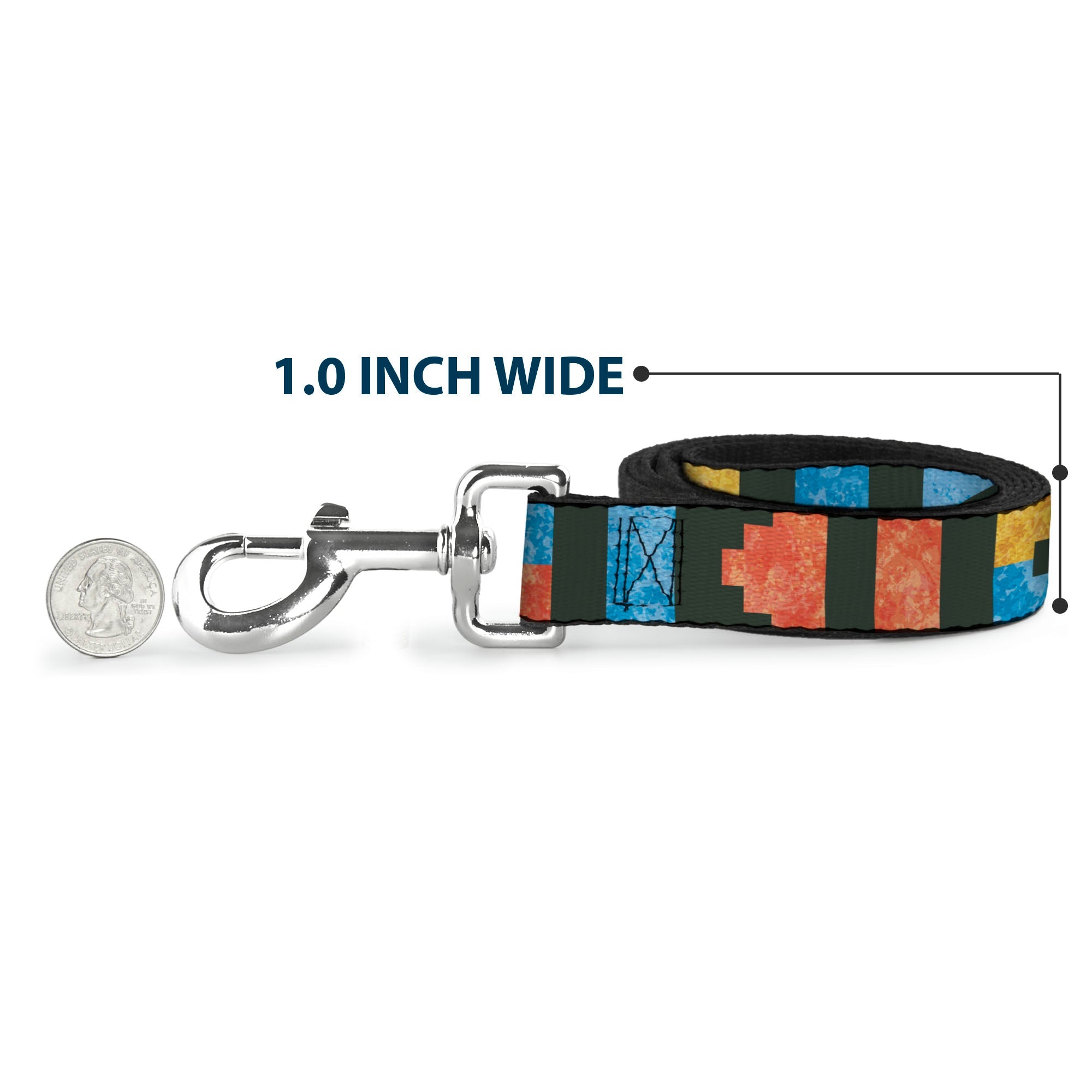 Dog Leash - Geometric8 Charcoal/Orange/Gold/Blue