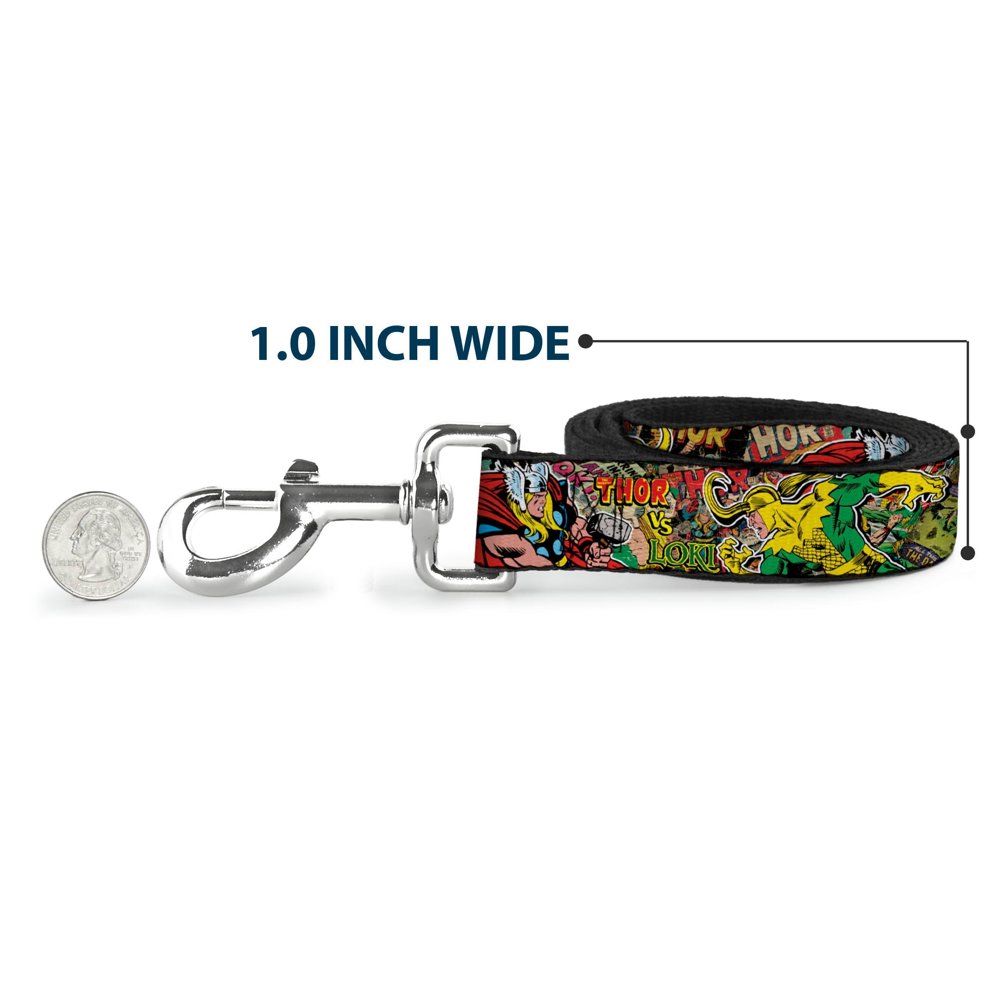 Dog Leash - Thor & Loki Poses/Retro Comic Books Stacked