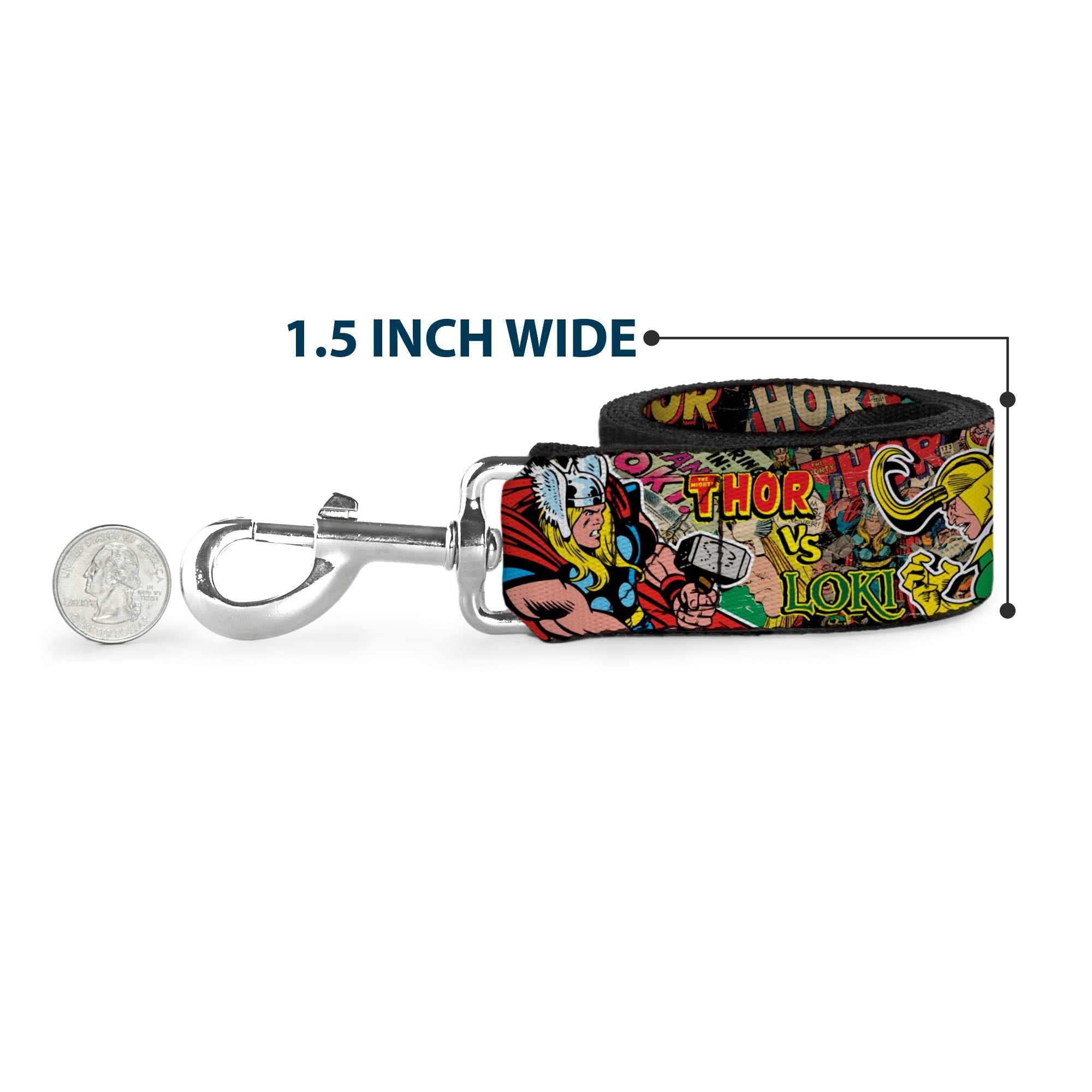 Dog Leash - Thor & Loki Poses/Retro Comic Books Stacked